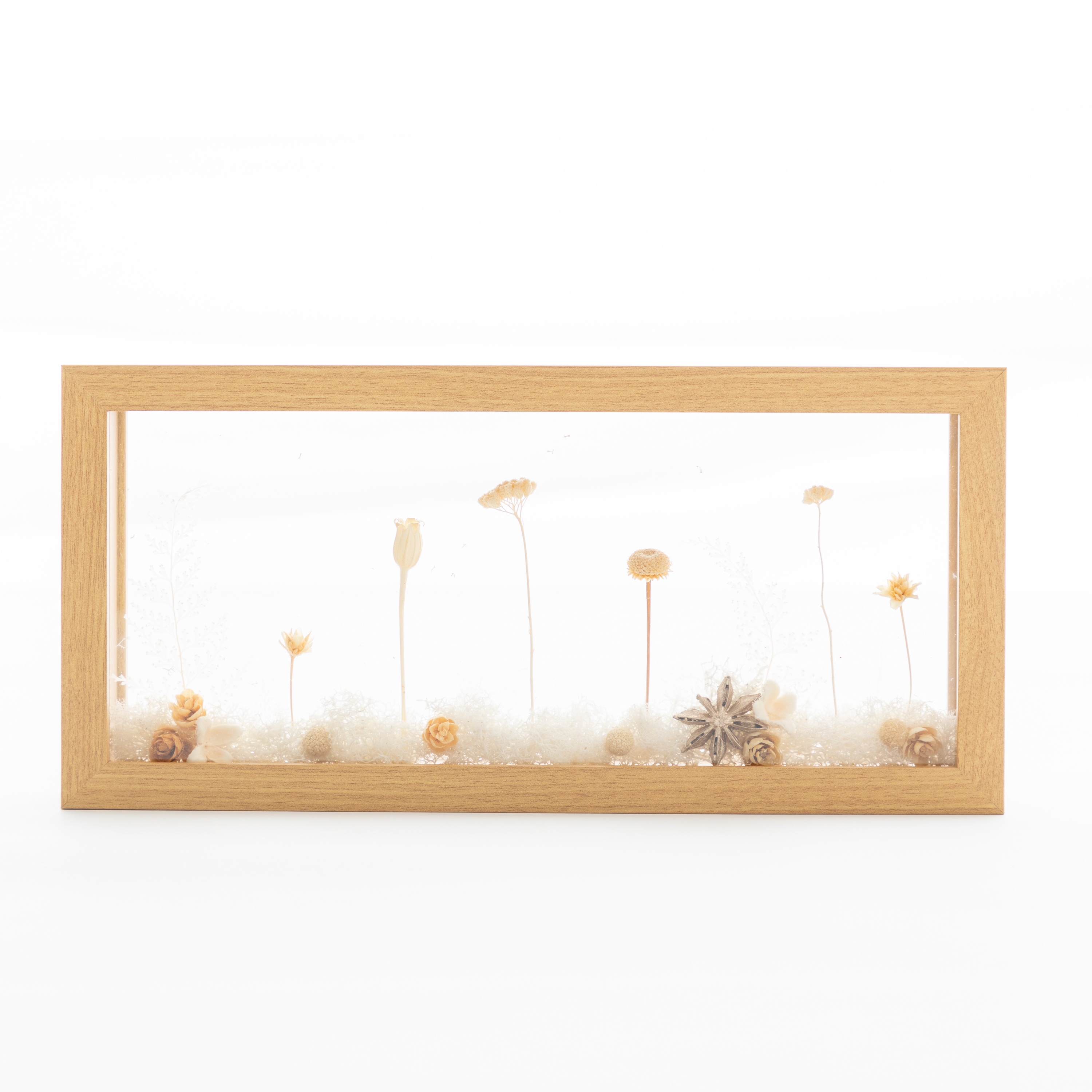 ガラスフレームの白い景色アレンジメント L