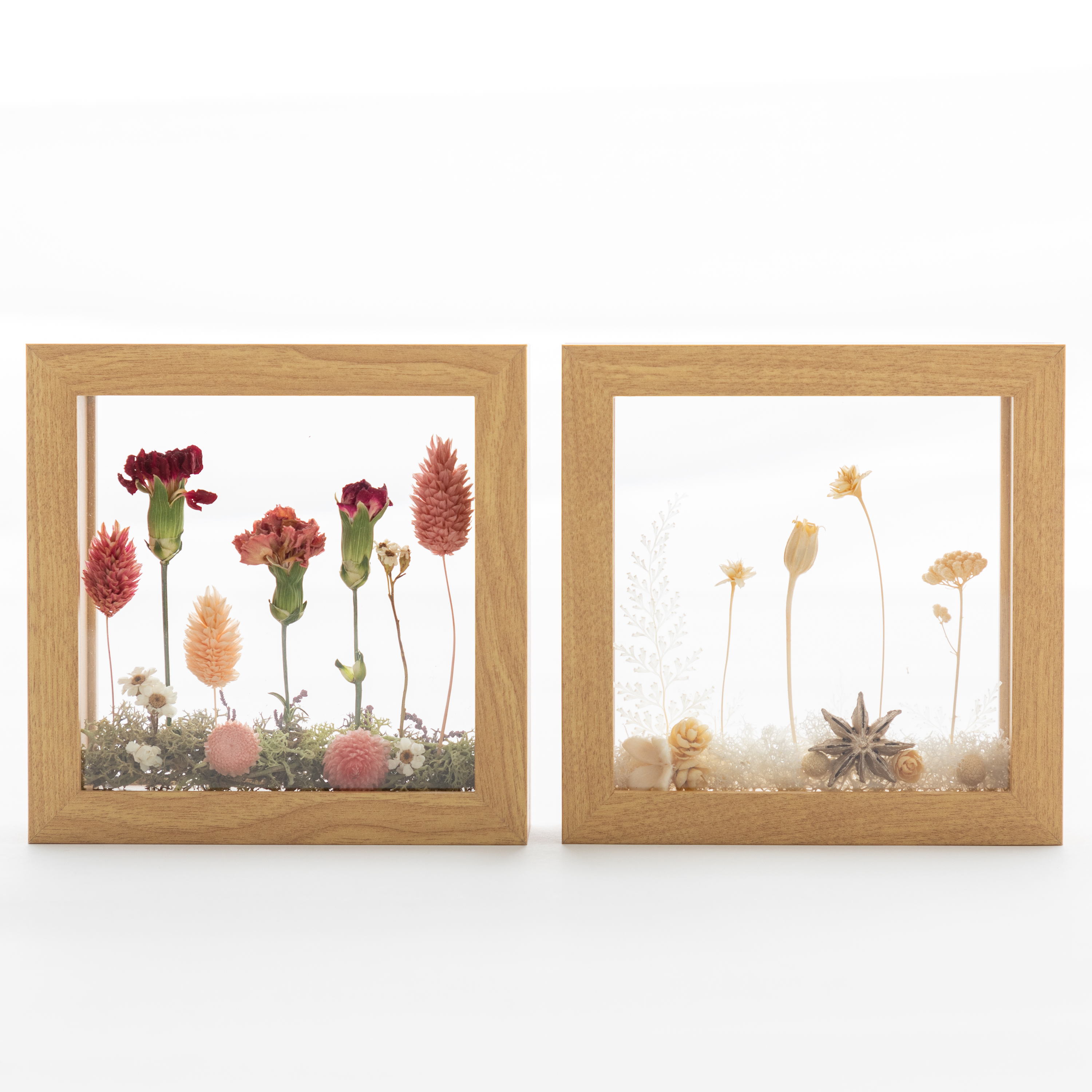 ガラスフレームの白い景色アレンジメント S