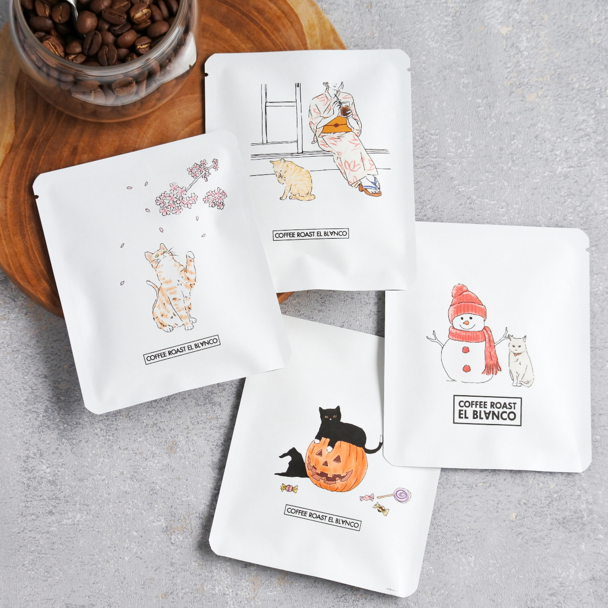 「春夏秋冬、猫とコーヒーの小さな物語」DRIP BAG12個set