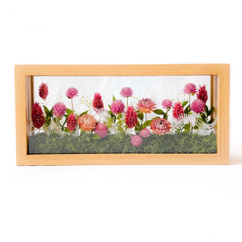 [ガラスフレームアレンジ/L]ナチュラルピンクガーデン