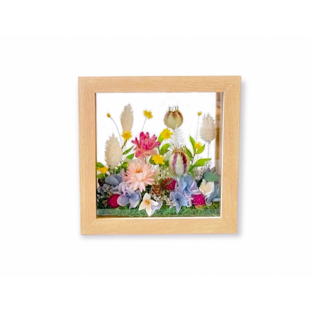 [ガラスフレームアレンジ]アーリーサマーガーデン/プリザーブド×ドライフラワー