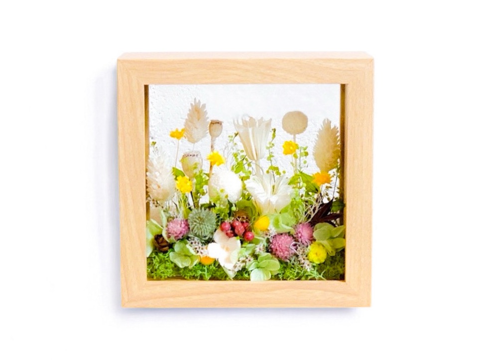 [ガラスフレームアレンジ]ナチュラルガーデン/プリザーブド×ドライフラワー