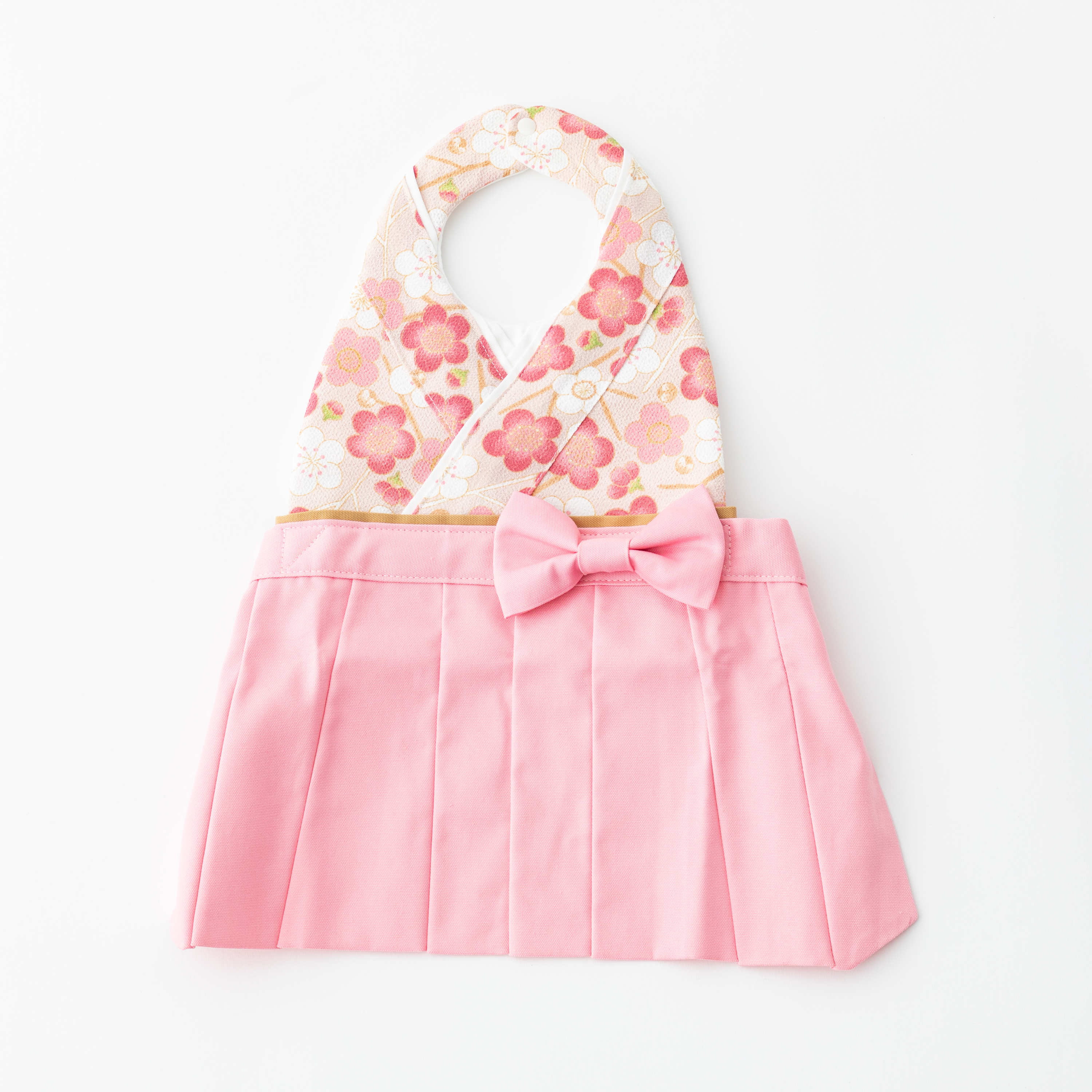 袴風スタイ 【桃】 ＆ 歯固め付きスタイセット