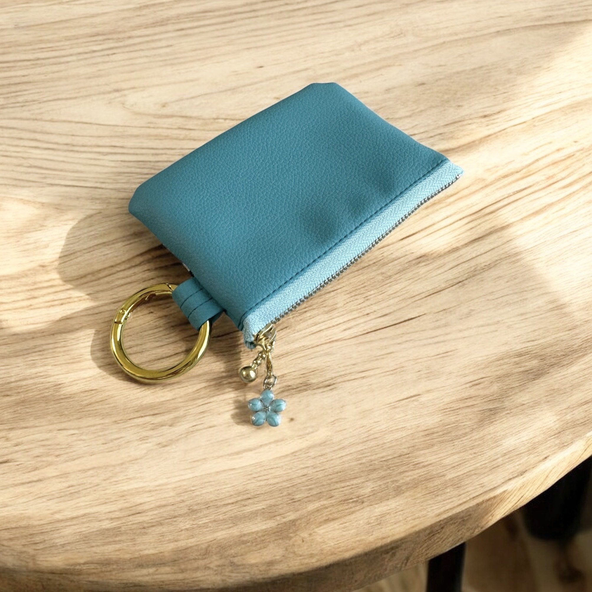 インド刺繍×エコレザー　ミニポーチ（流れるお花）