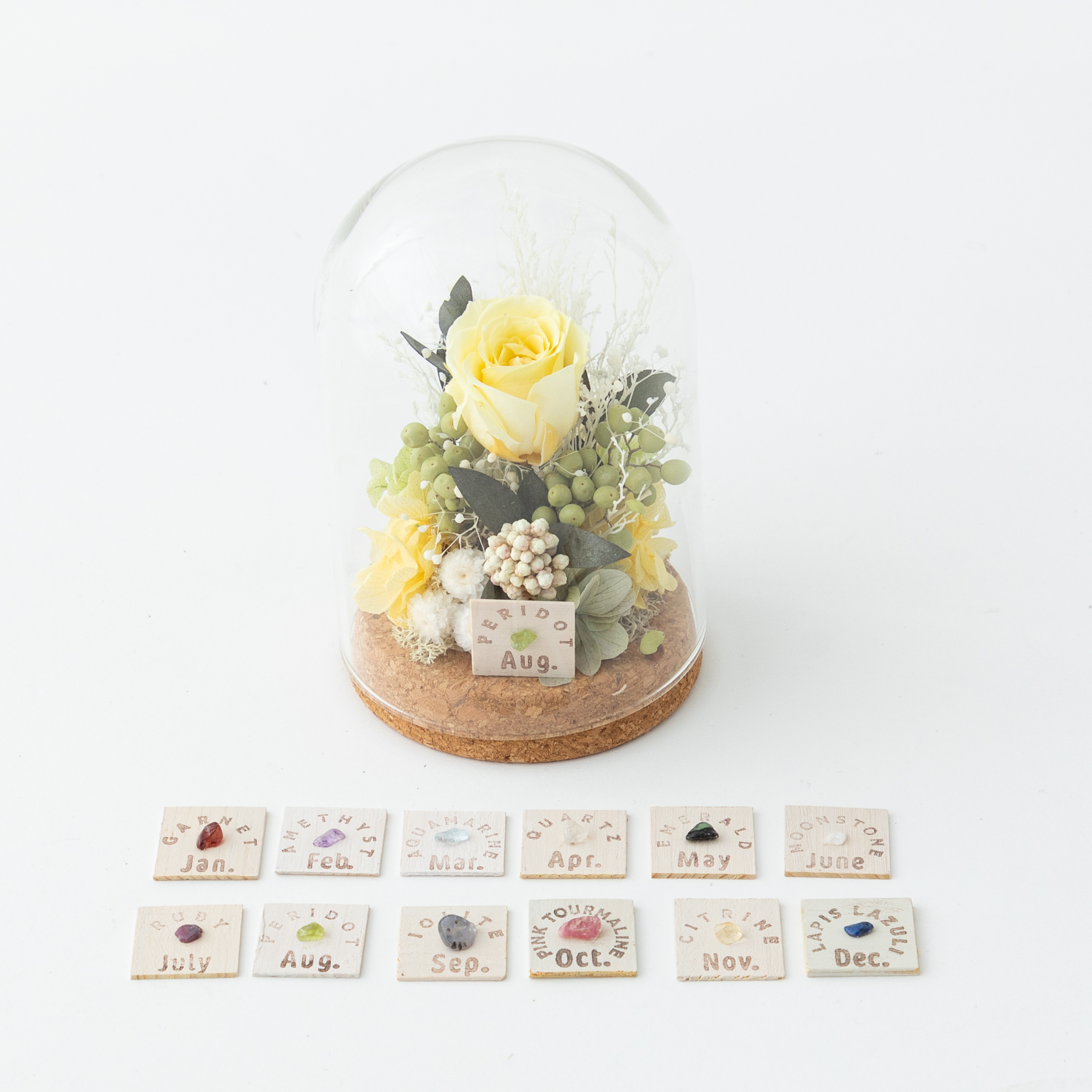 選べる誕生月の天然石 フラワードームとリースのセット