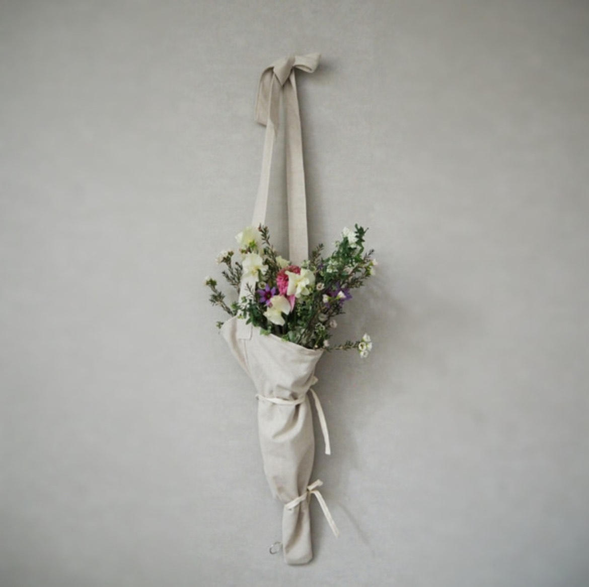 フラワーバッグ 綿麻ナチュラル M