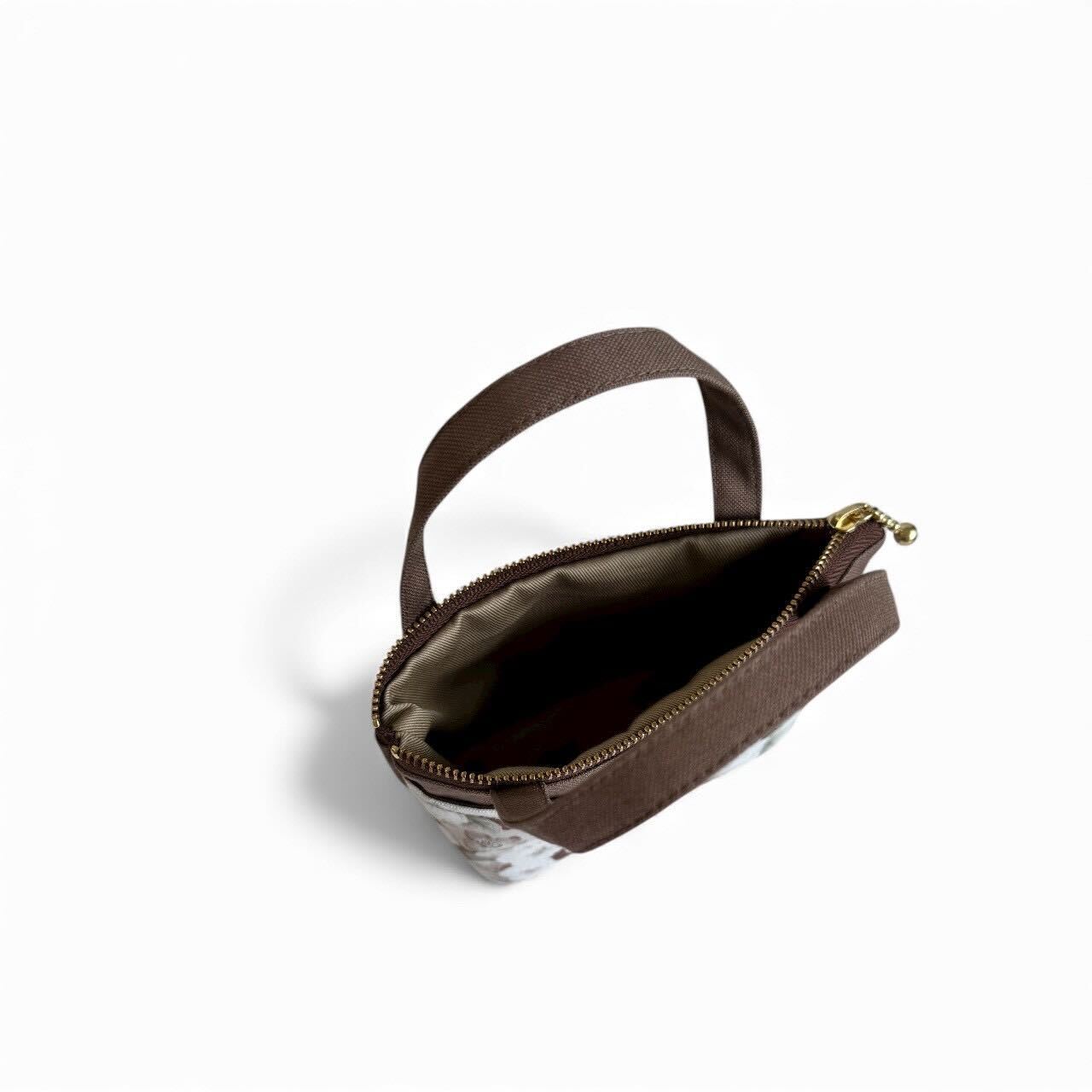 持ち手付きミニポーチ/ブラウン