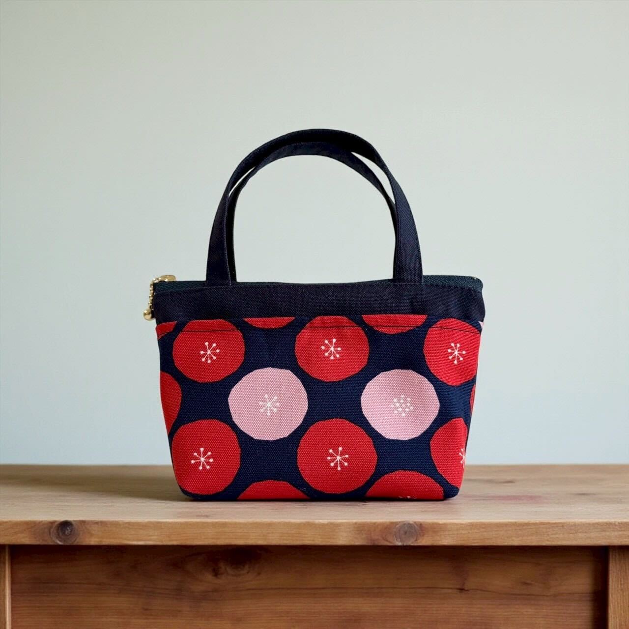 持ち手付きミニポーチ/レトロフラワー