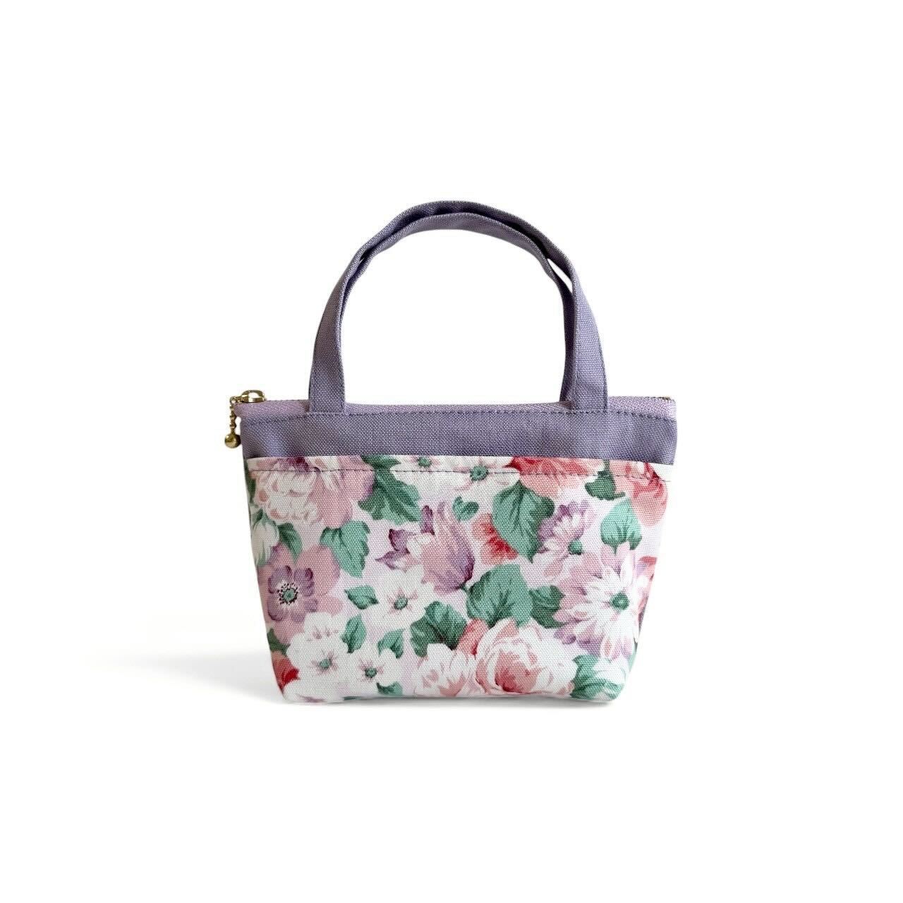 持ち手付きミニポーチ/アンティークフラワー