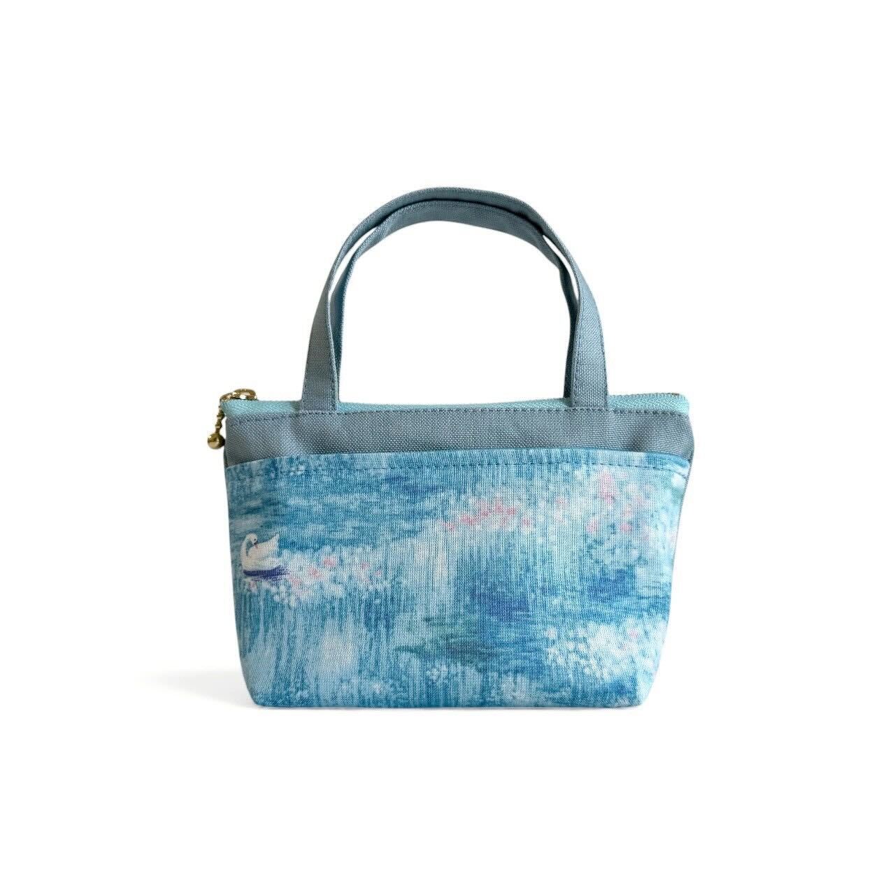 持ち手付きミニポーチ/レイクブルー