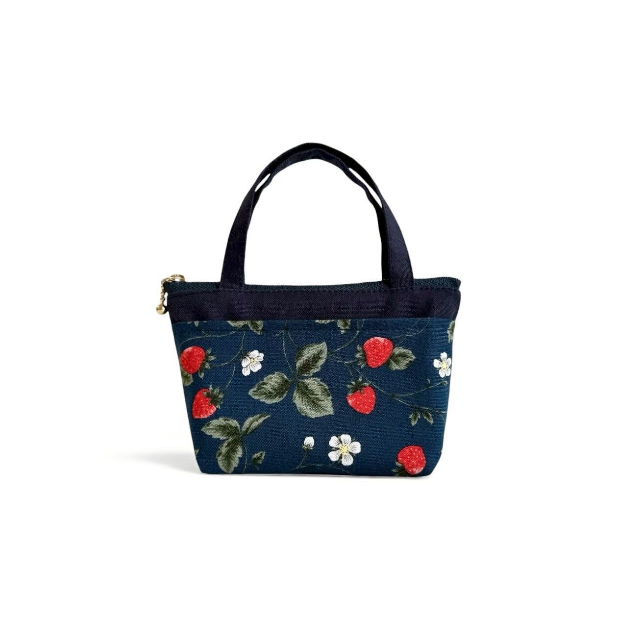 持ち手付きミニポーチ/アンティークいちご