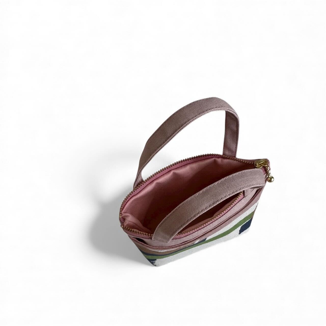 持ち手付きミニポーチ/アートブラウン