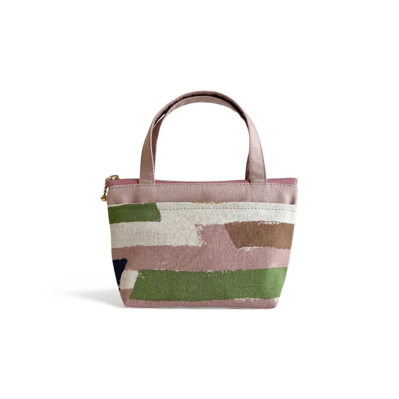 持ち手付きミニポーチ/アートブラウン