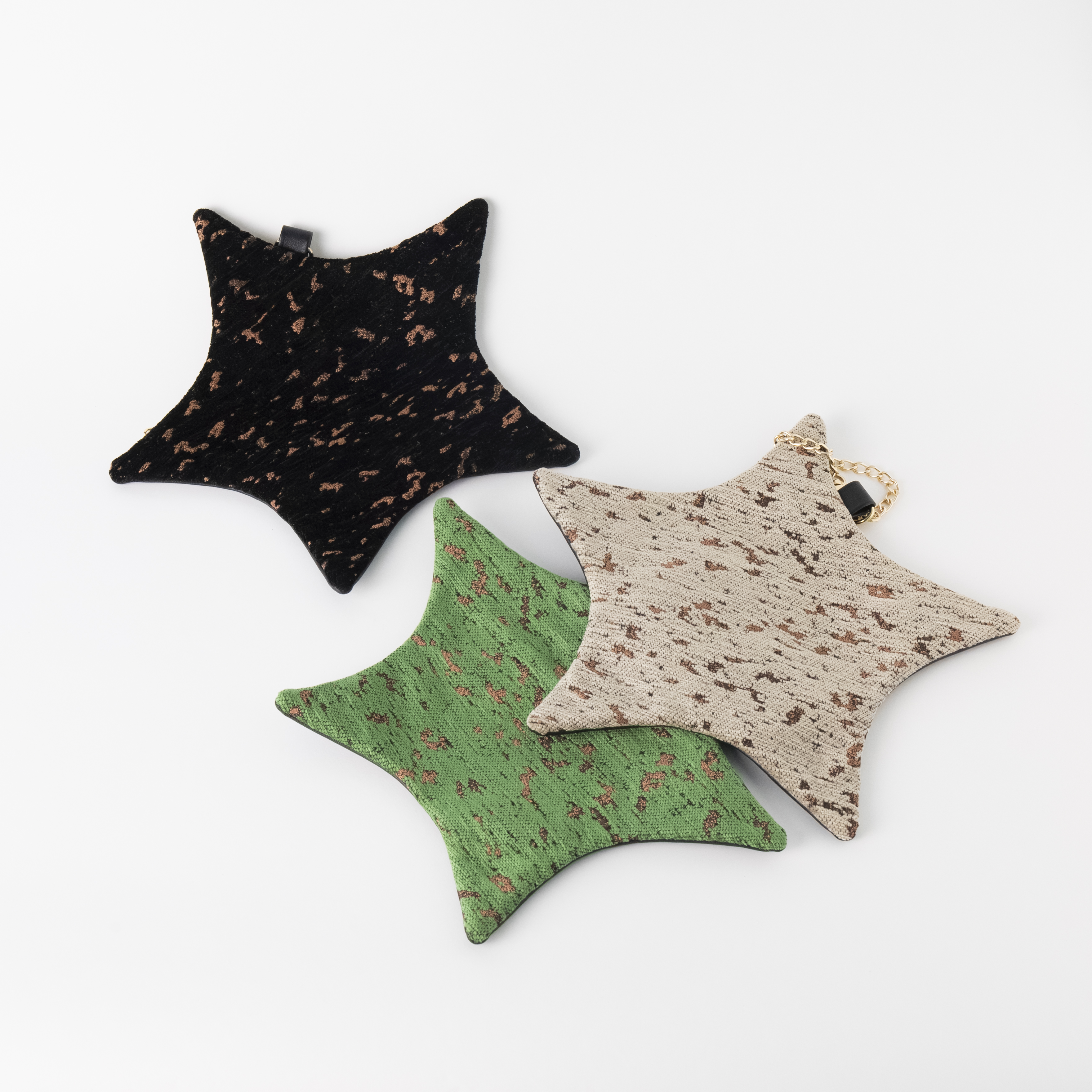 色が選べる織り生地の星ポーチ(スマホの入るミニバッグ)