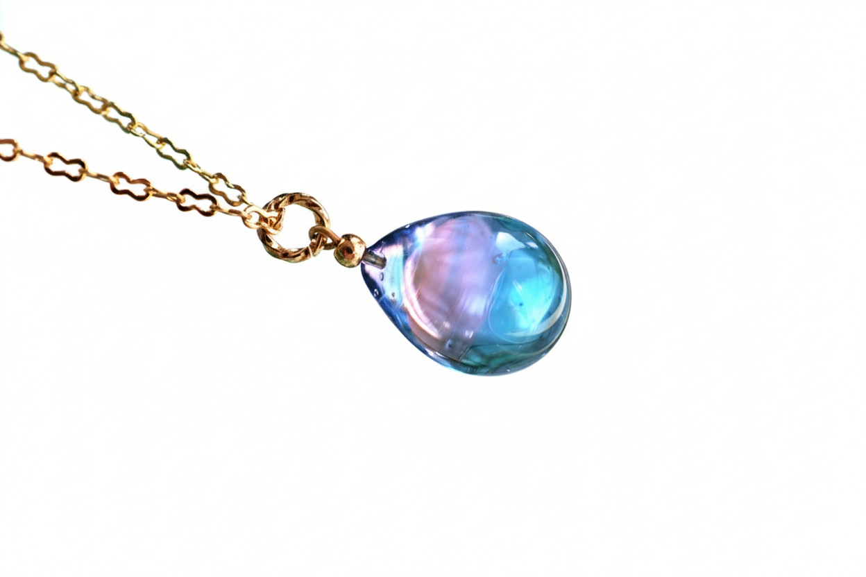 ピンクブルーネックレス＊ゴールドカラー