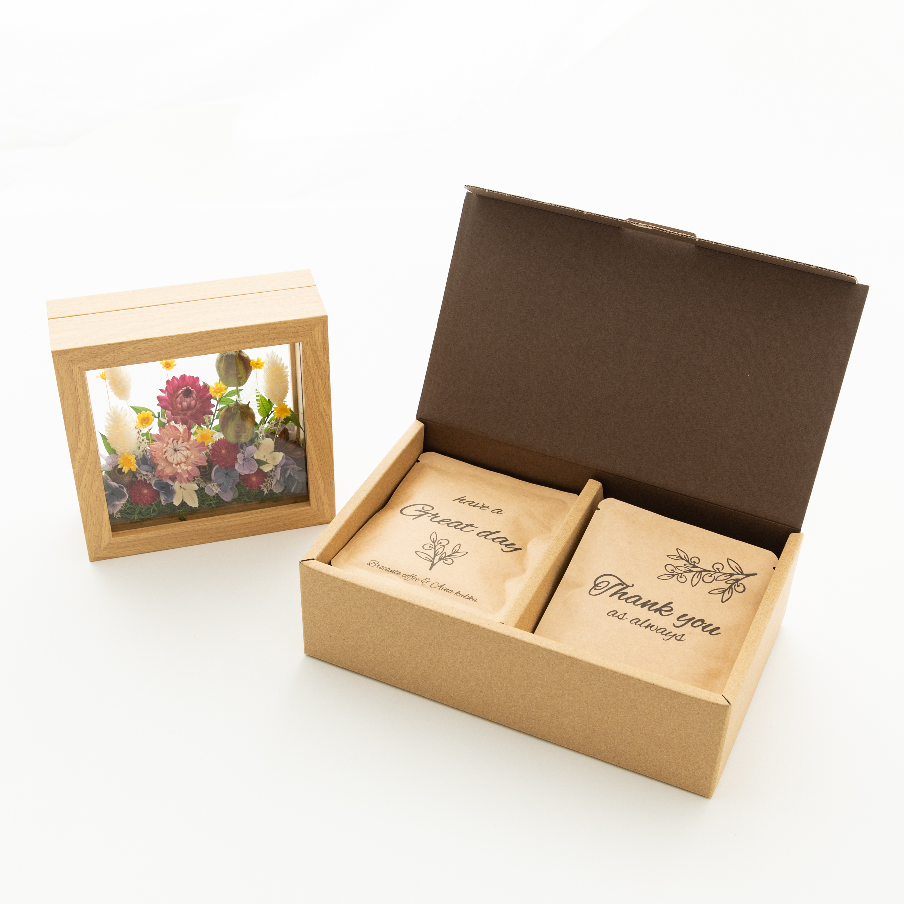 ［お花と珈琲の贈り物］選べるガラスフレーム＋メッセージドリップバック12 個