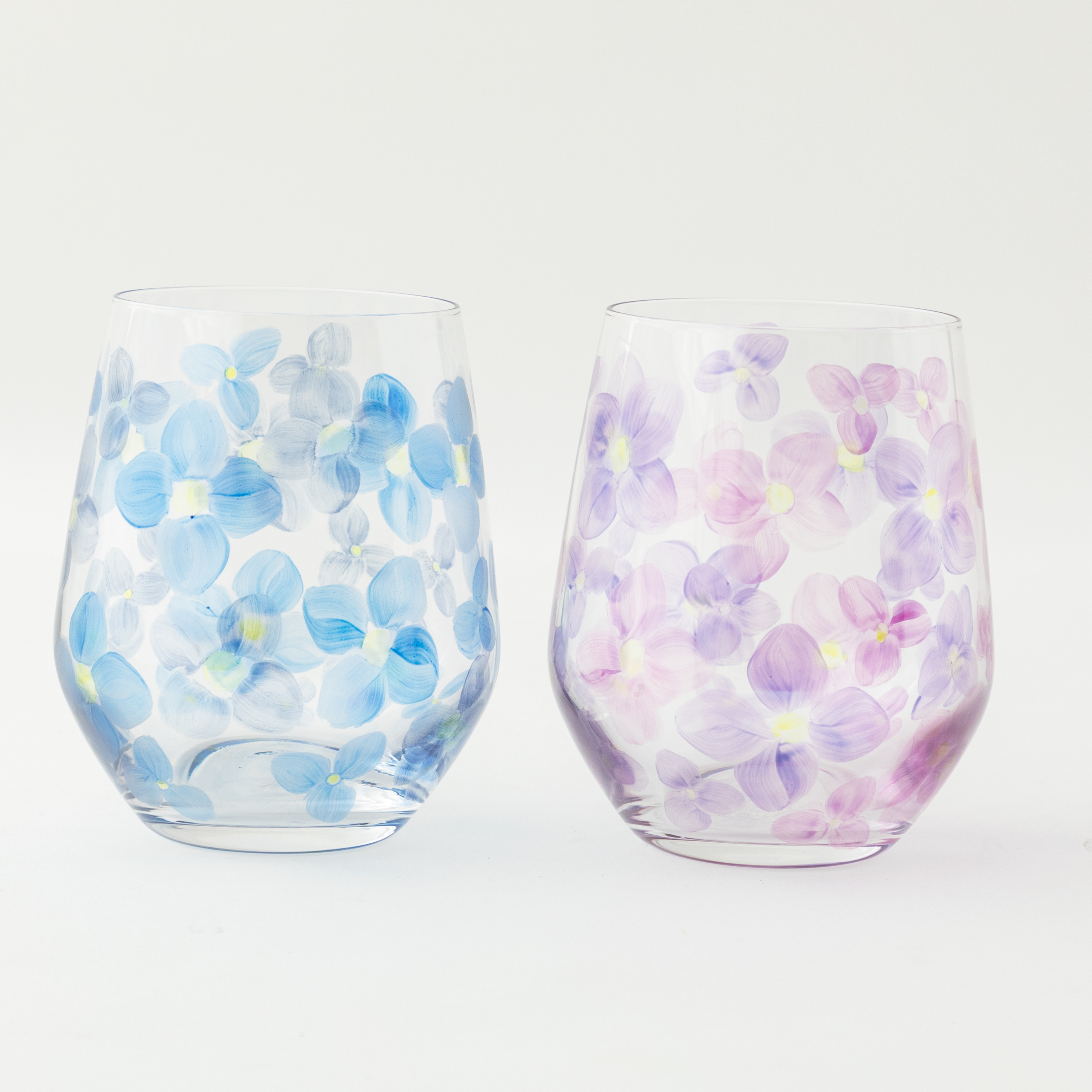 透き通る紫陽花のグラスペアセット