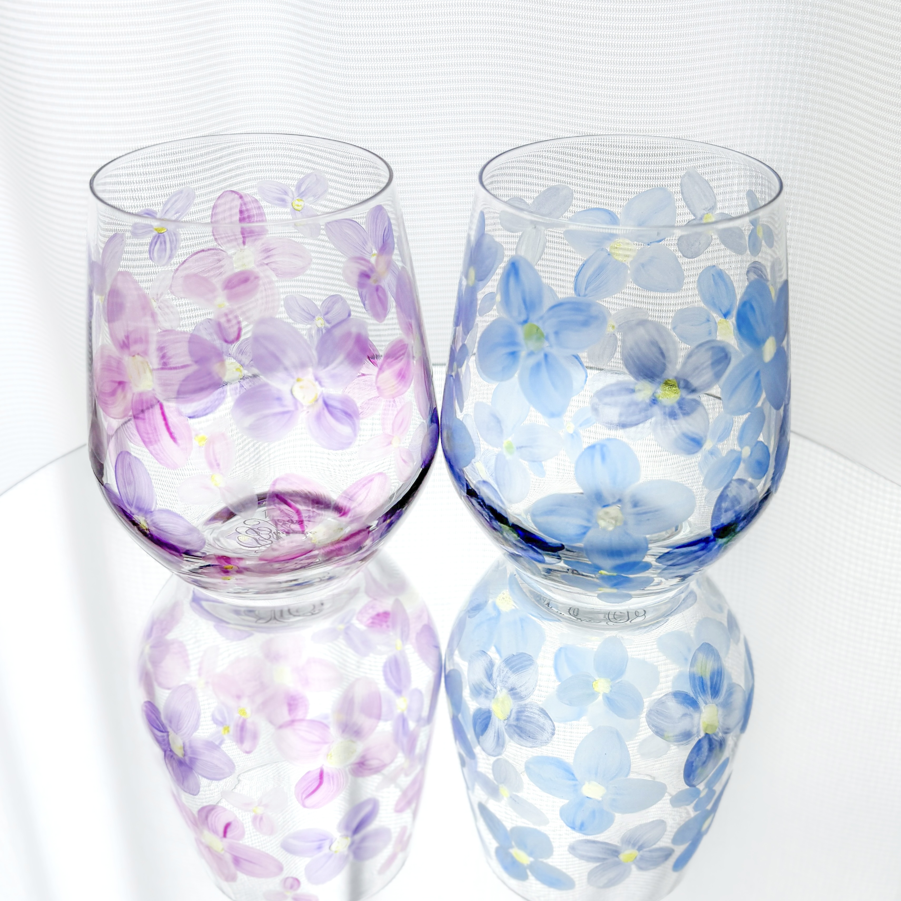透き通る紫陽花のグラスペアセット