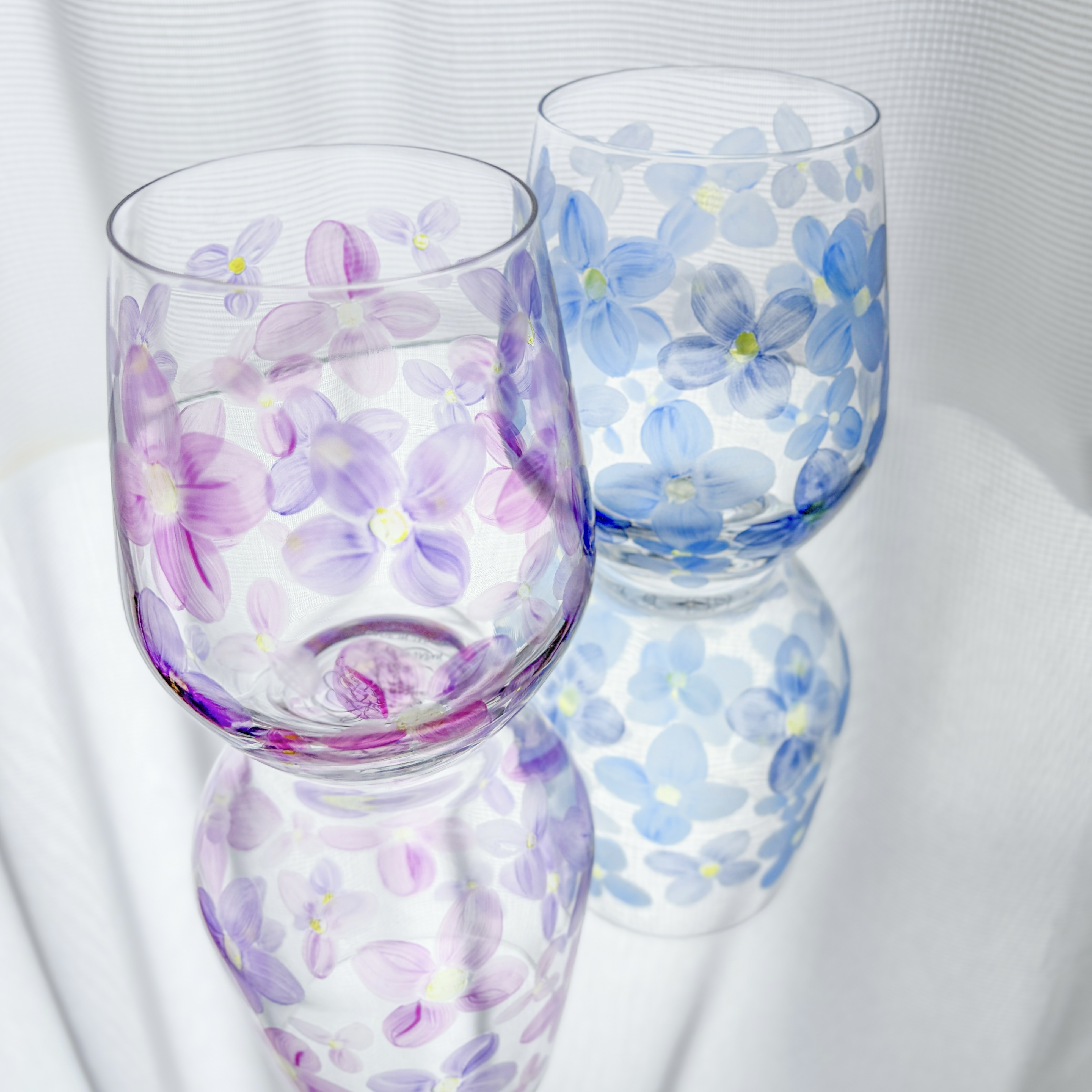 透き通る紫陽花のグラスペアセット
