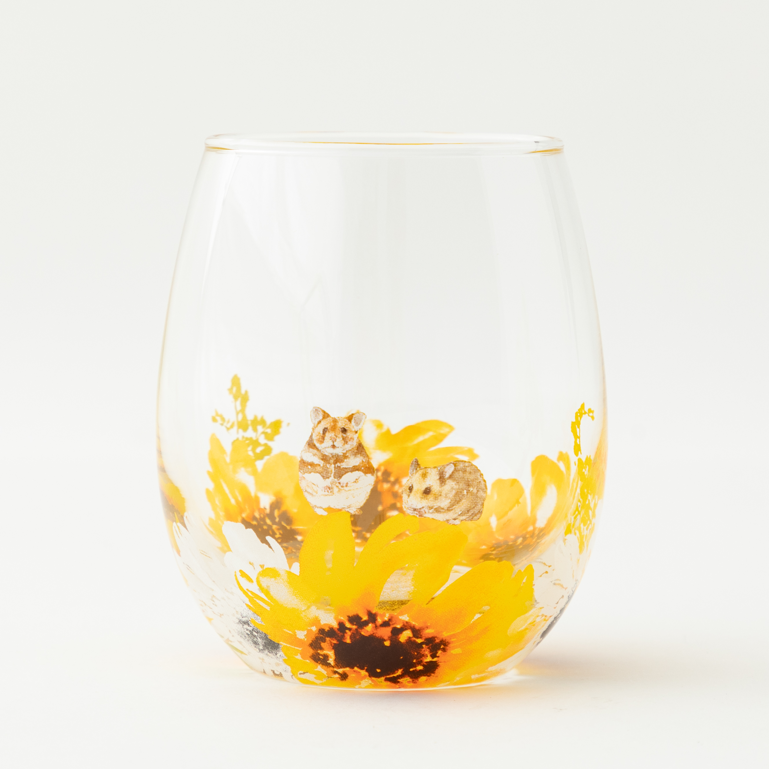 向日葵とハムスターのグラス