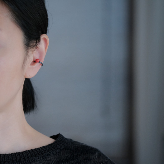赤珊瑚 イヤーカフ シルバー925