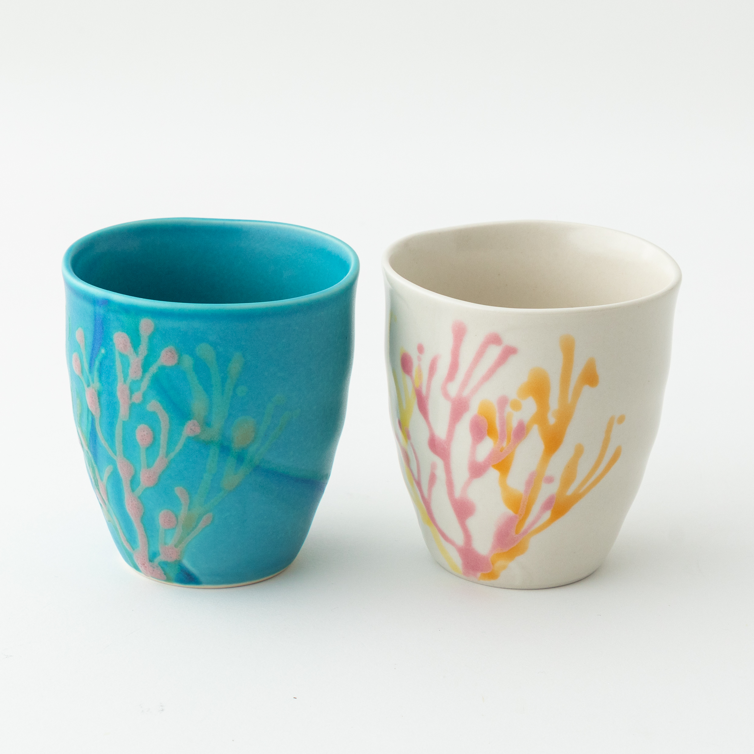 沖縄の海と縁起の良い珊瑚タンブラー 青色×純白【ギフトボックス付き】