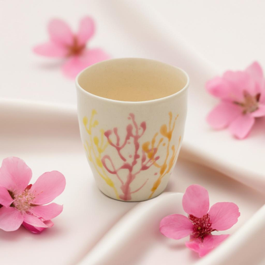 沖縄の海と縁起の良い珊瑚タンブラー 青色×純白【ギフトボックス付き】