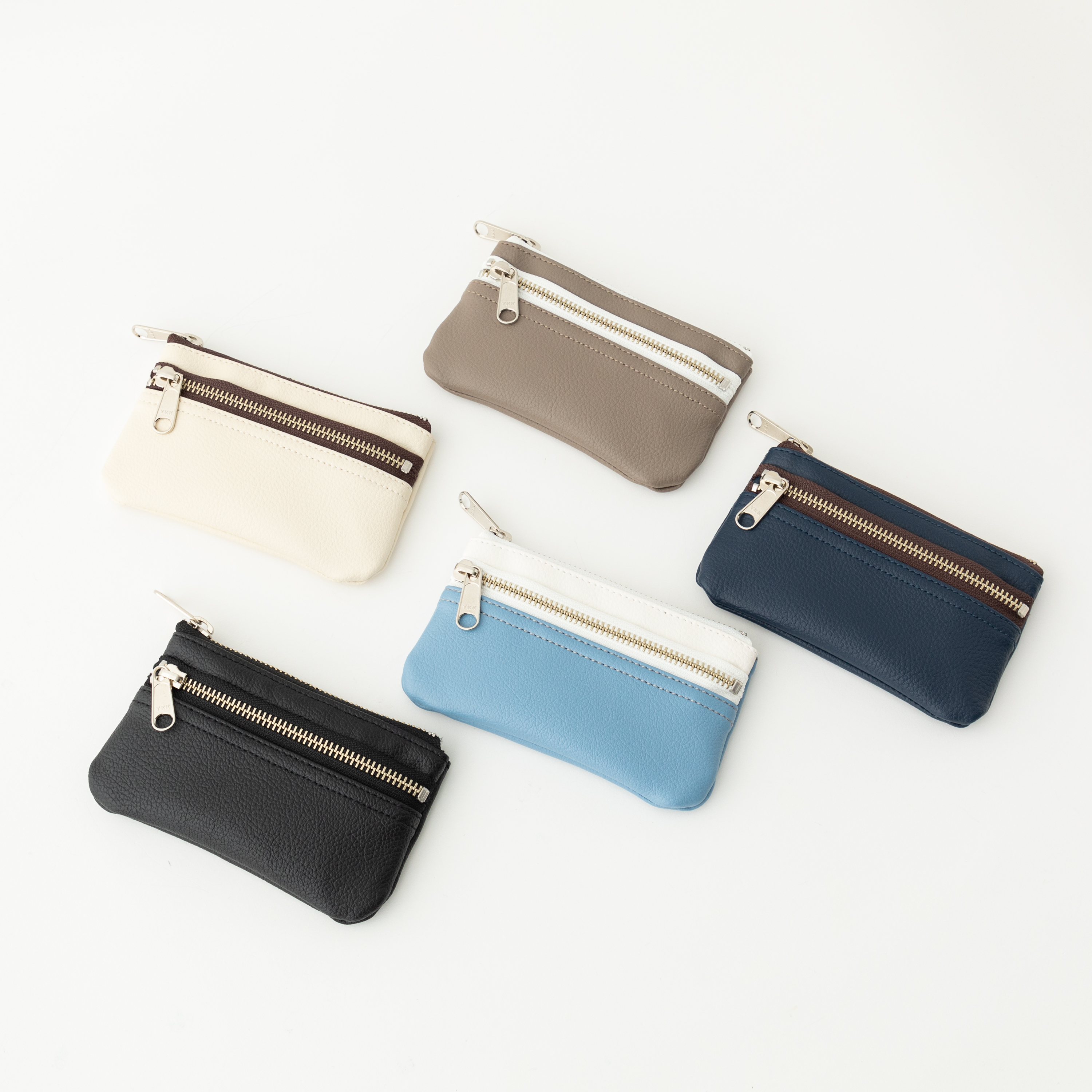 【選べる】すっきり収納　ダブルファスナーコインポーチ