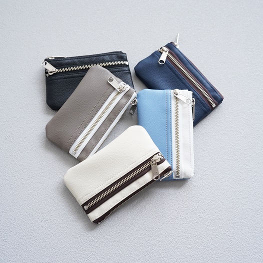 【選べる】すっきり収納　ダブルファスナーコインポーチ