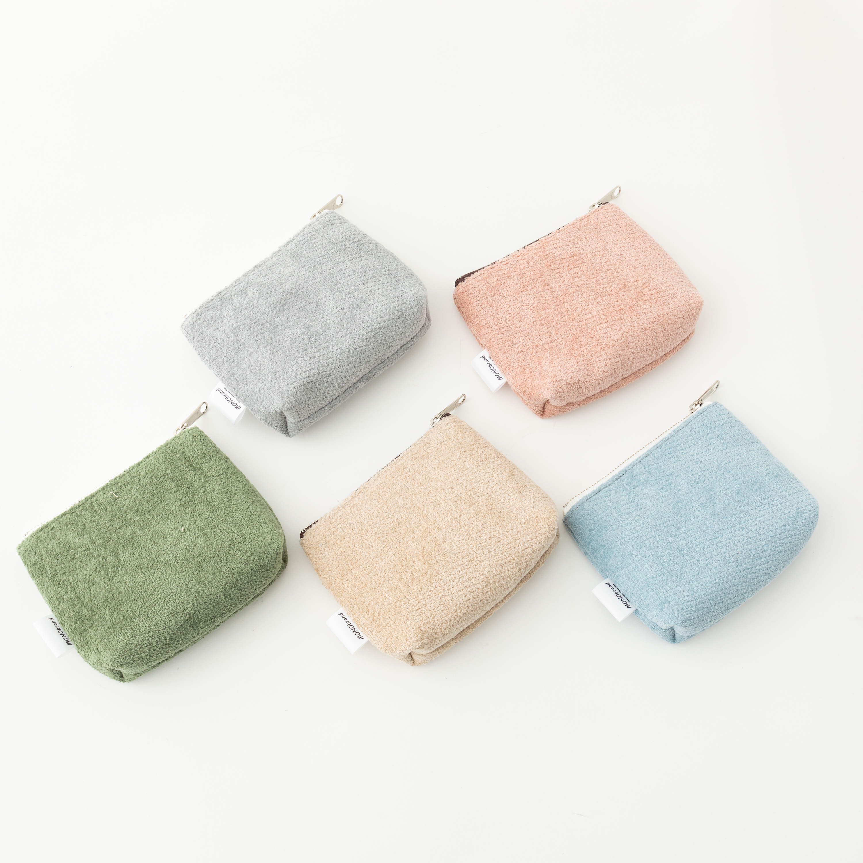 【選べる5色】　タオル生地ポーチ＆クリアポーチセット