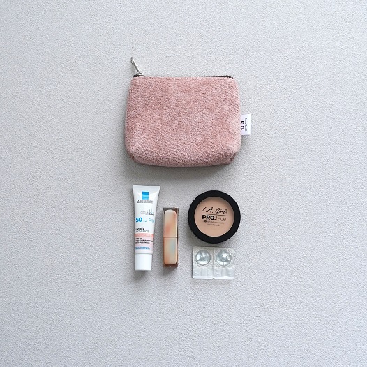 【選べる5色】　タオル生地ポーチ＆クリアポーチセット