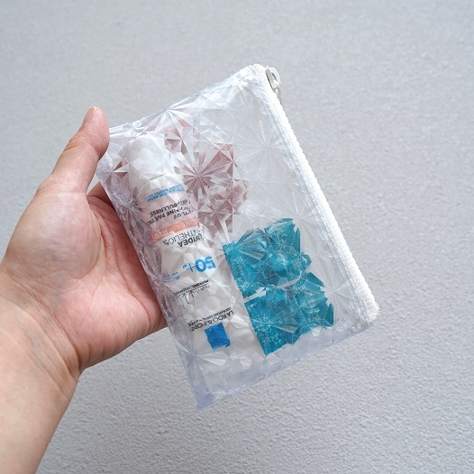 【選べる5色】　タオル生地ポーチ＆クリアポーチセット