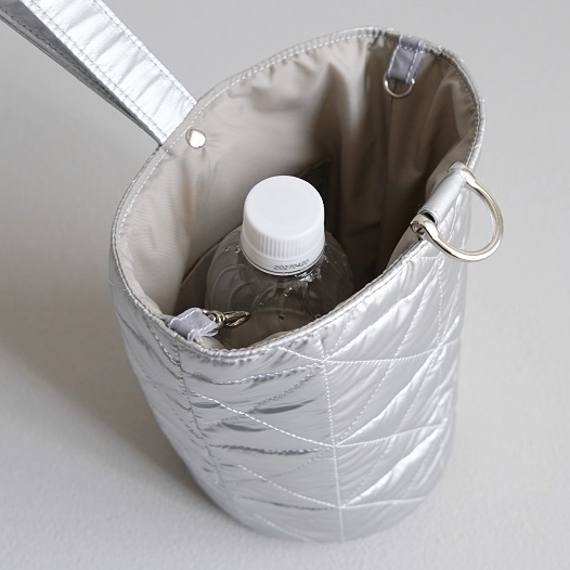 ワンハンドルバッグ＆ポーチ（キルトシルバー）