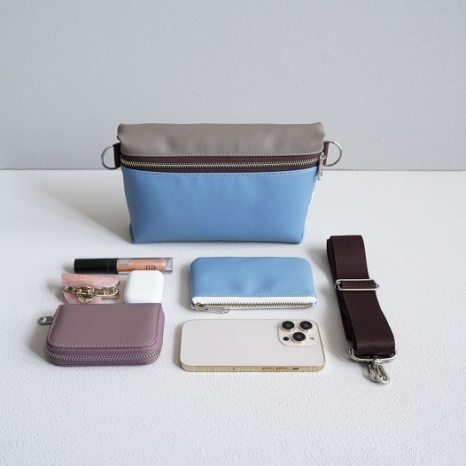 クロスボディバッグ＆ポーチ（ブラックキルト）