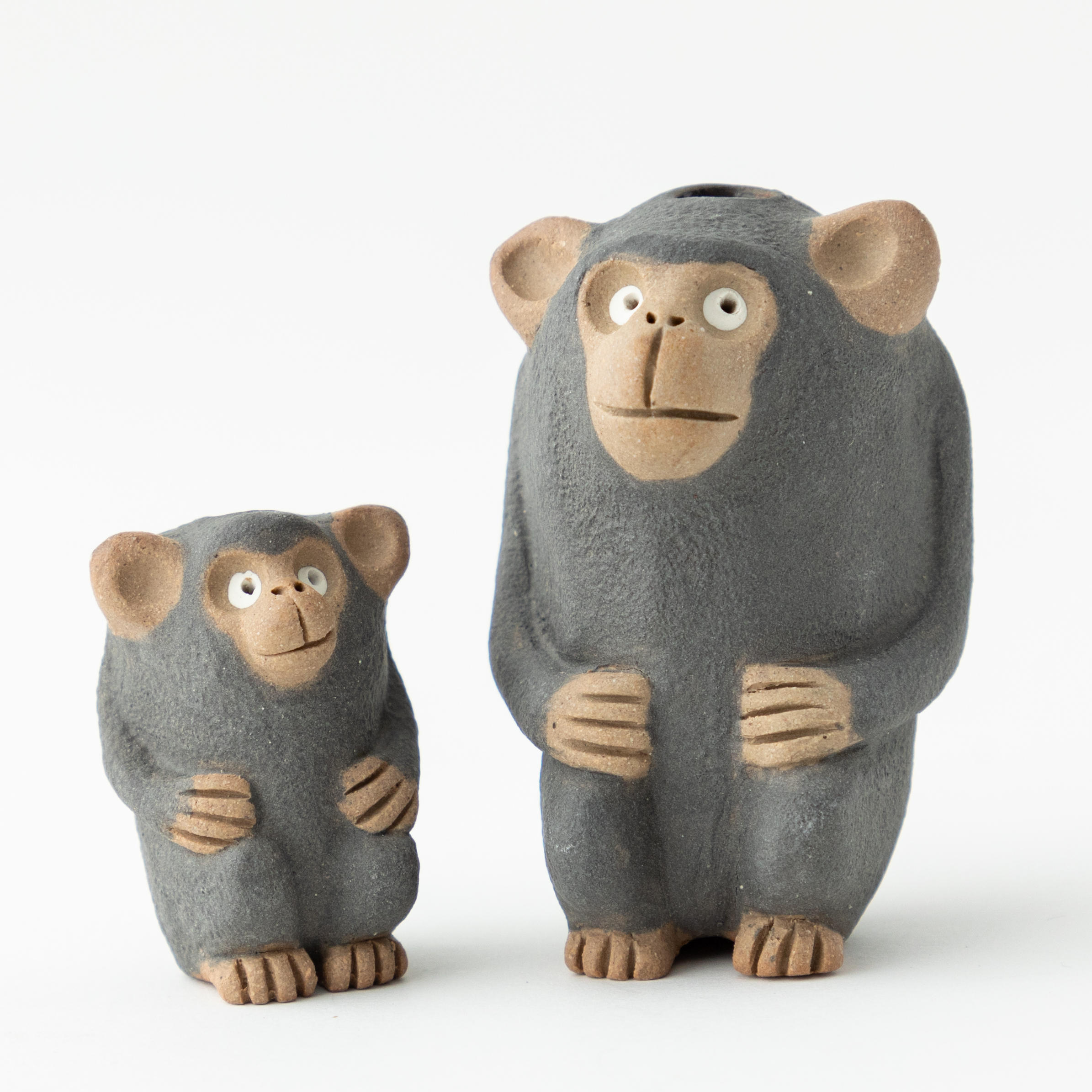 チンパンジー兄弟花器（小・ミニ）