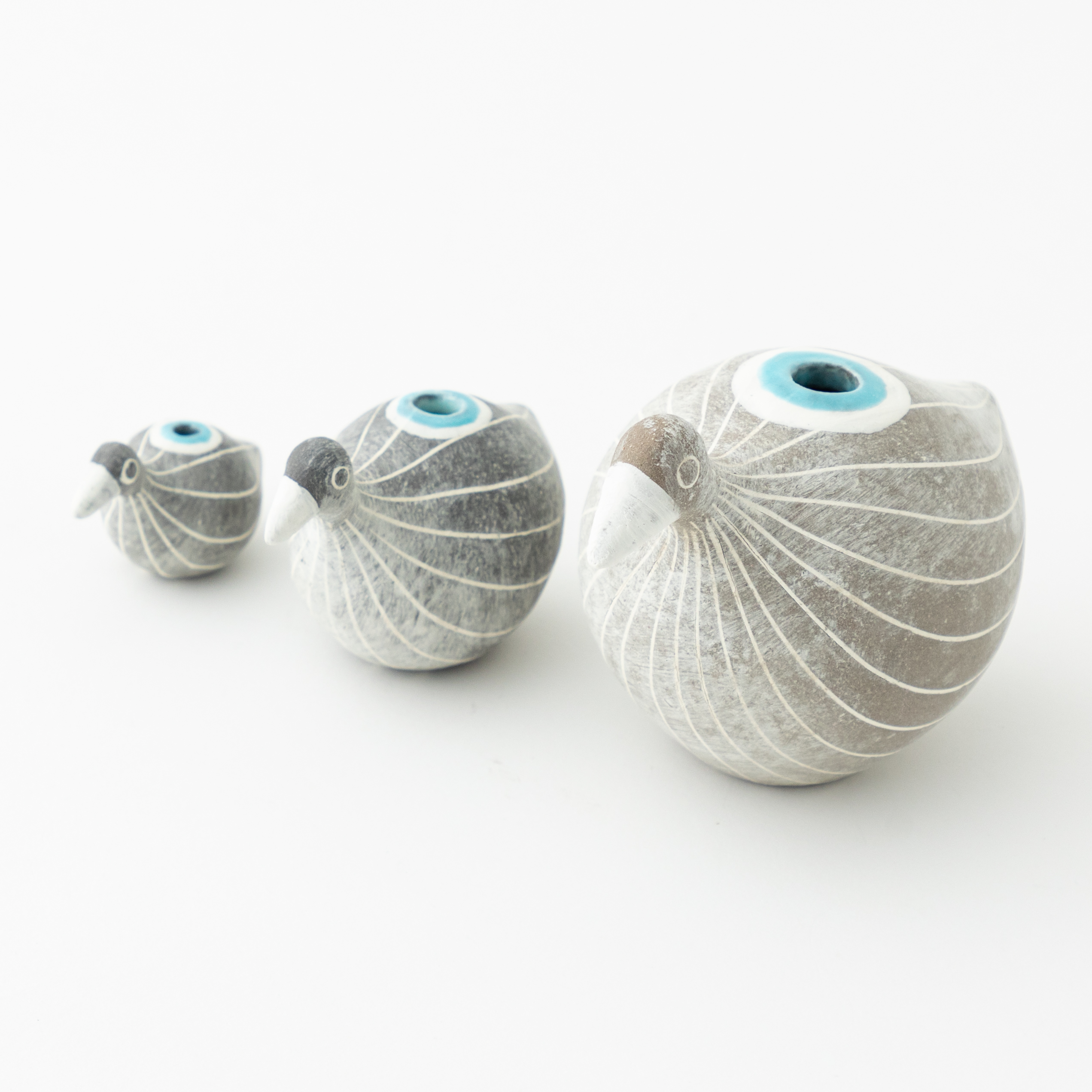 土鳥家族/花器（中・小・ミニ）