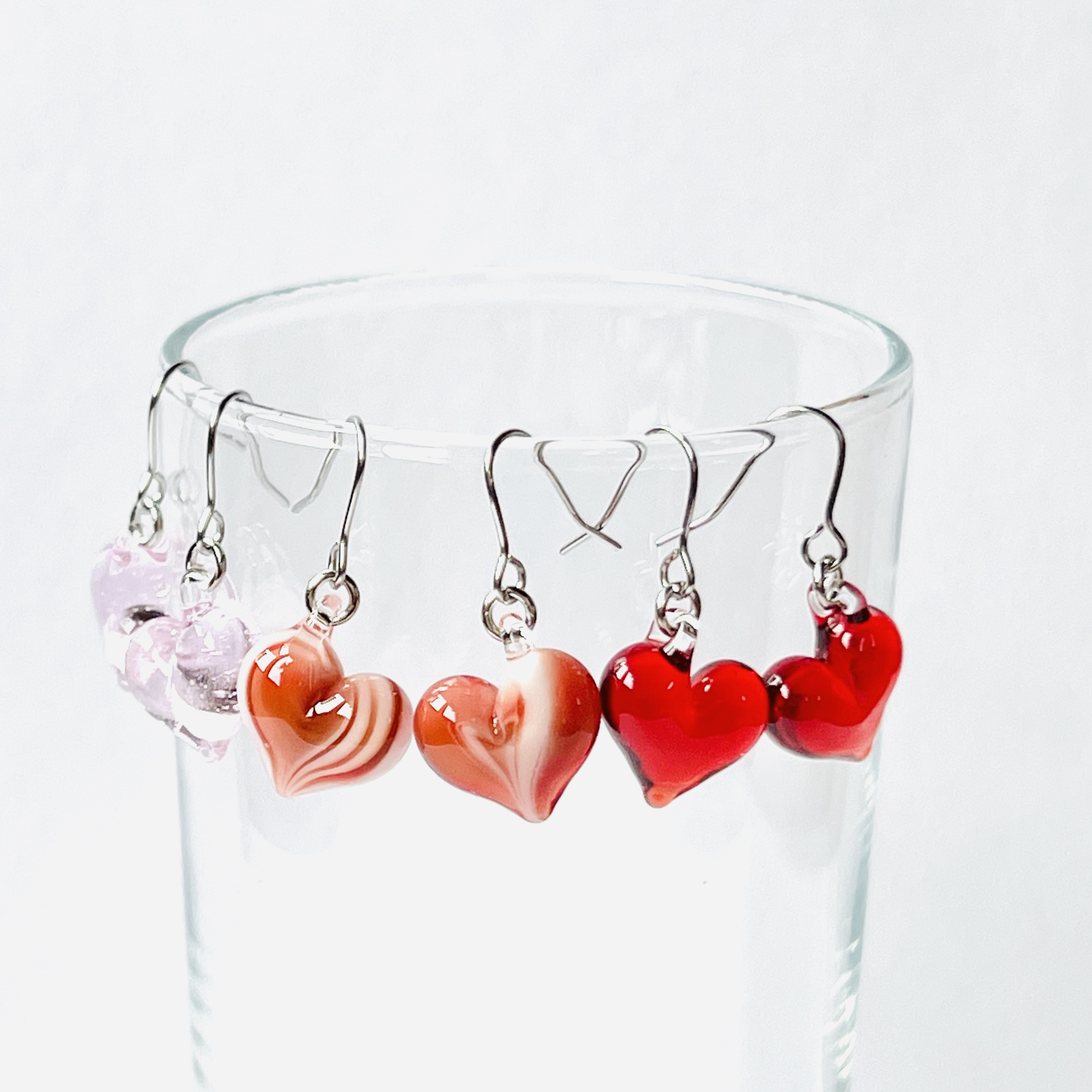 ガラスのハートピアス