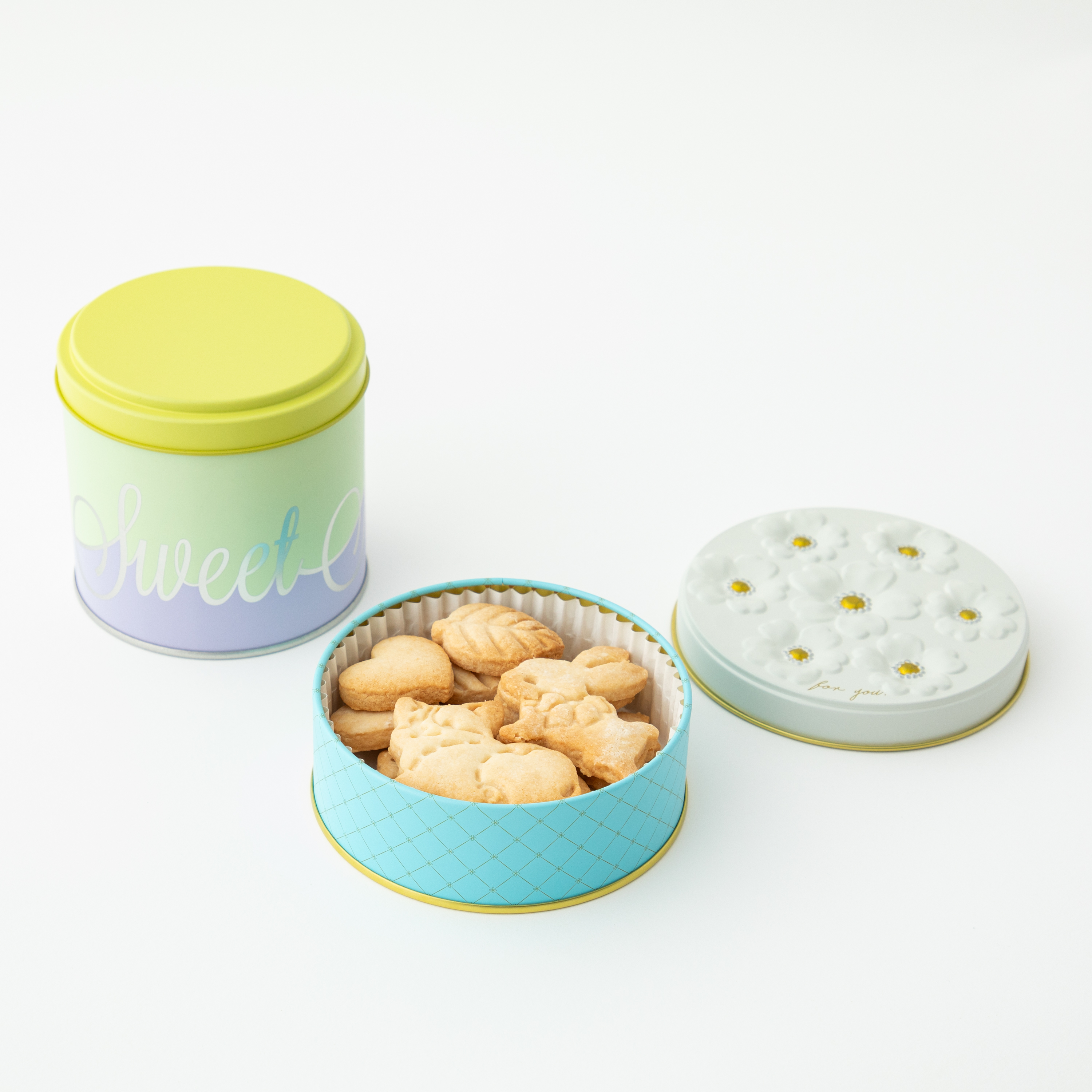 ヴィーガンクッキー！うさぎとコーギーのフラワー缶と動物のクッキー