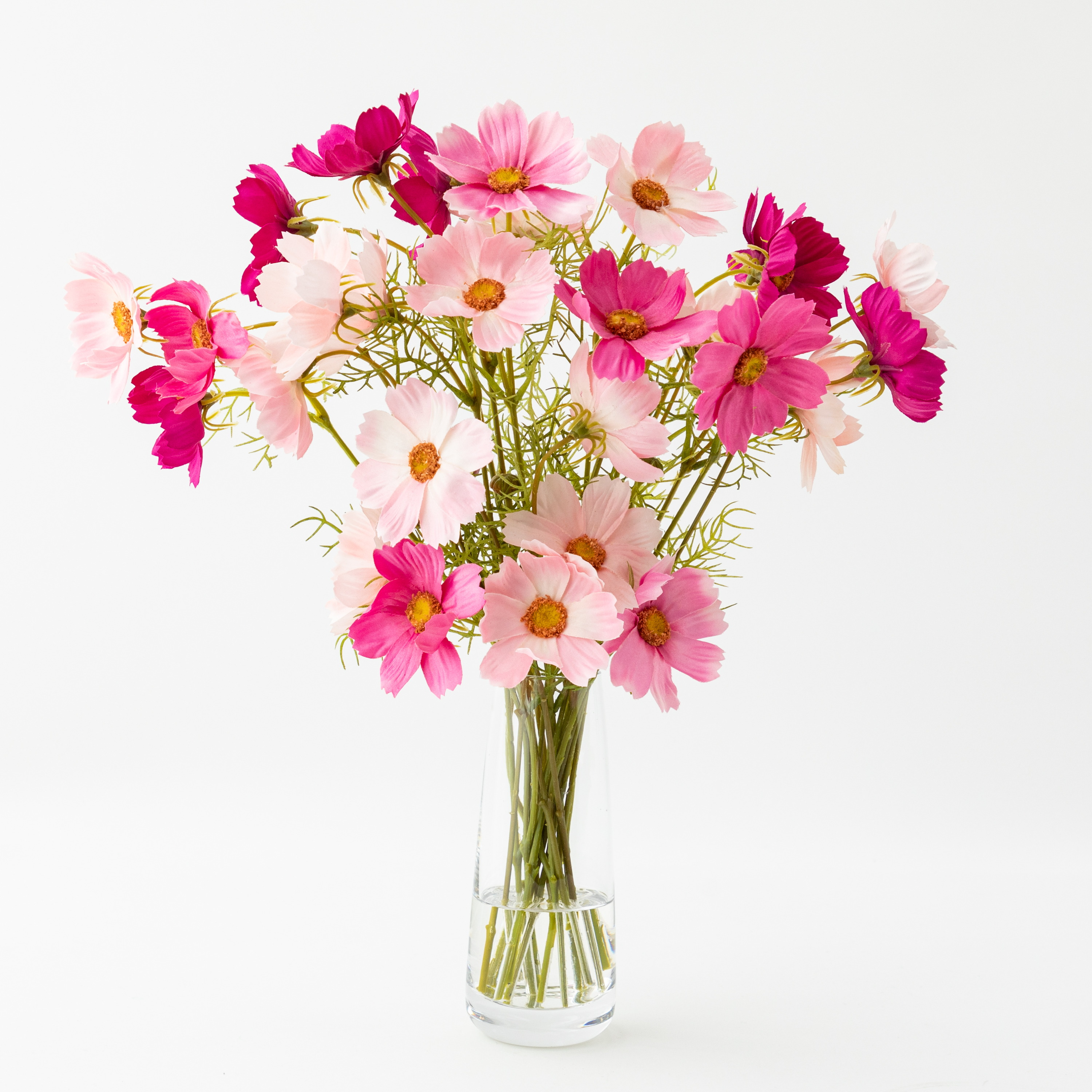 《ずっと咲いてる》可憐なピンクコスモスの３色華やか花瓶アレンジ/アーティフィシャルフラワー