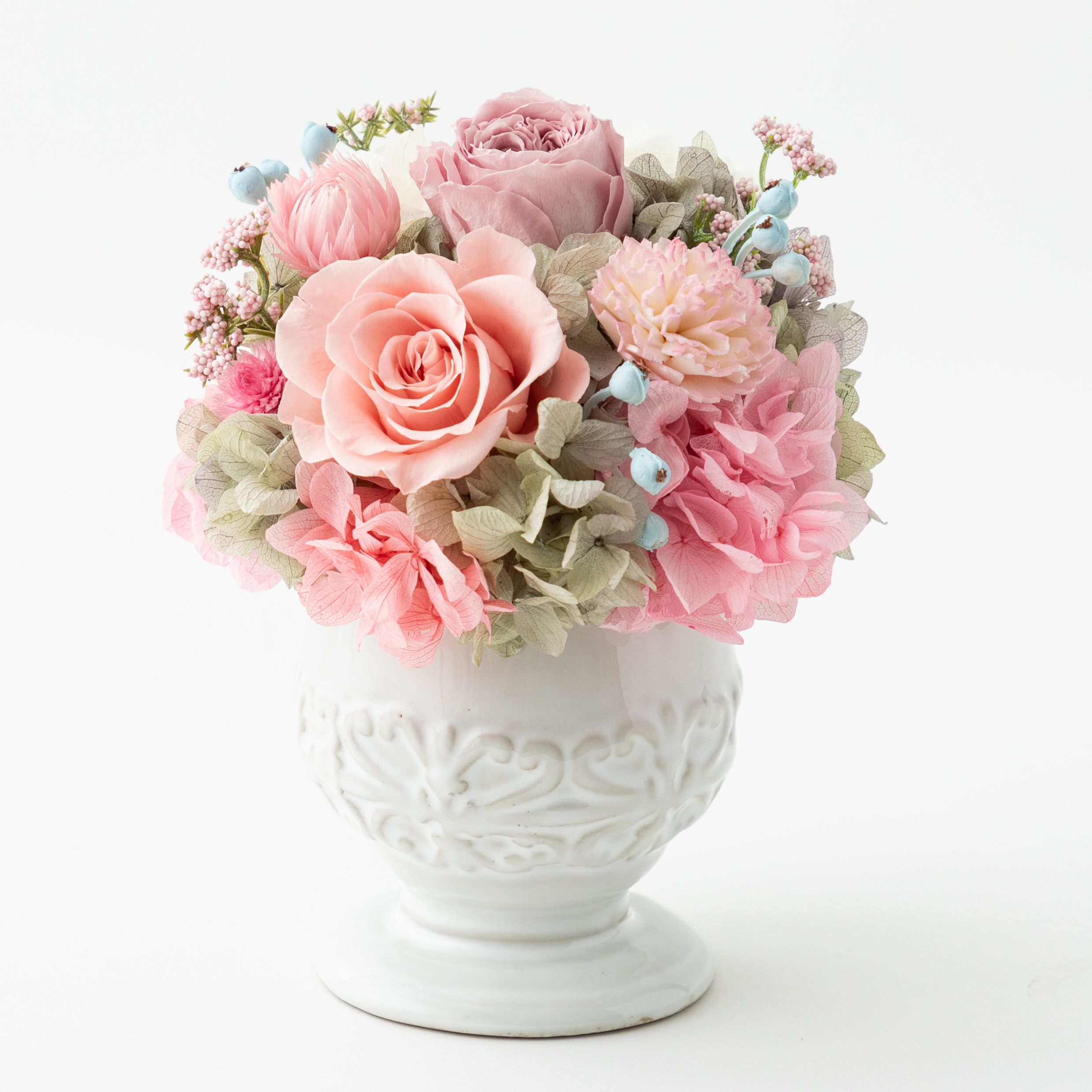 パリジェンヌフルール優しいピンクのシャルマンアレンジ/プリザーブドフラワー