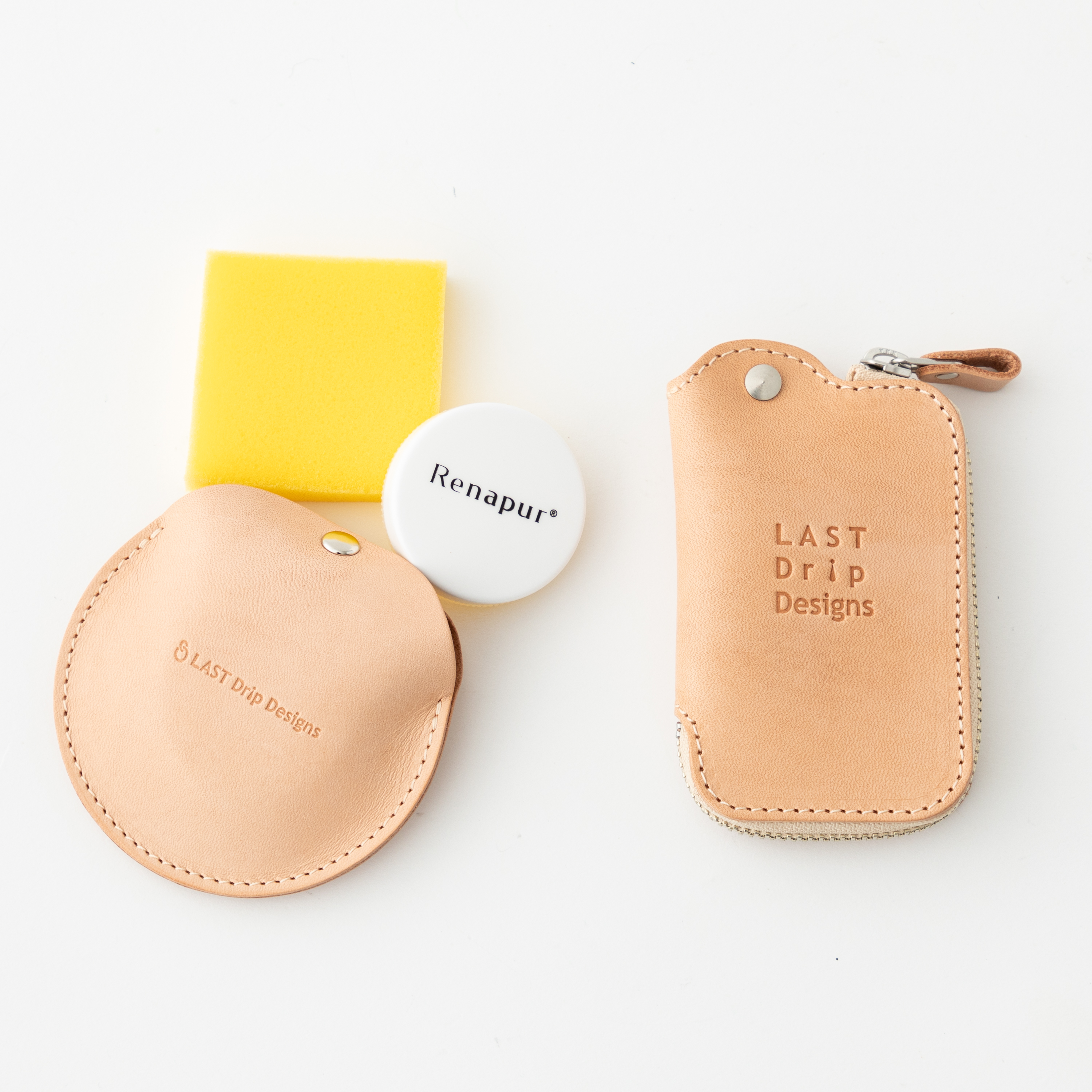 育てる本ヌメ革キーケースセット（J字ZIPキーケース＆持ち歩き用プチラナパー）