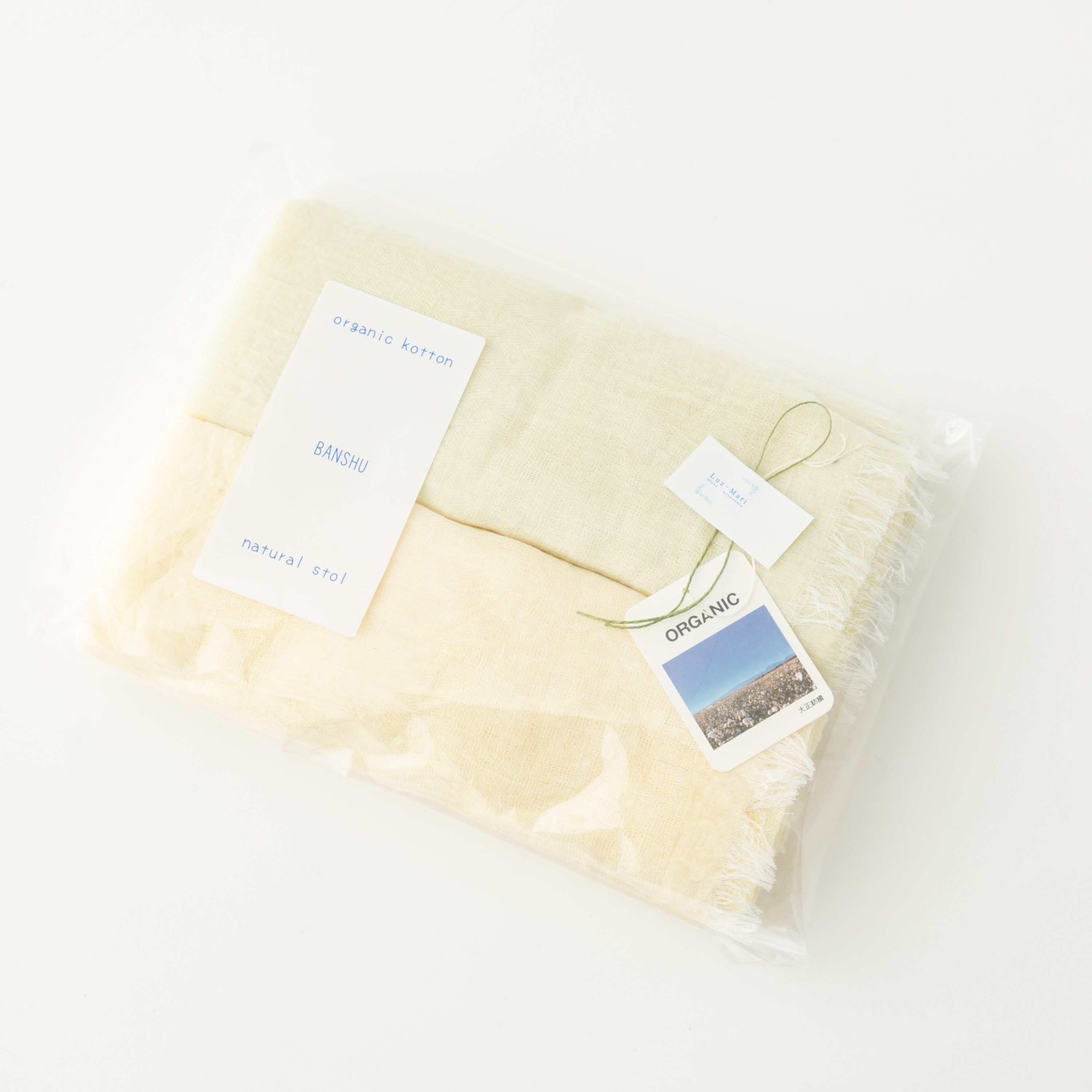 草木染め播州織ストールセット（パステルイエロー&パステルグリーン）