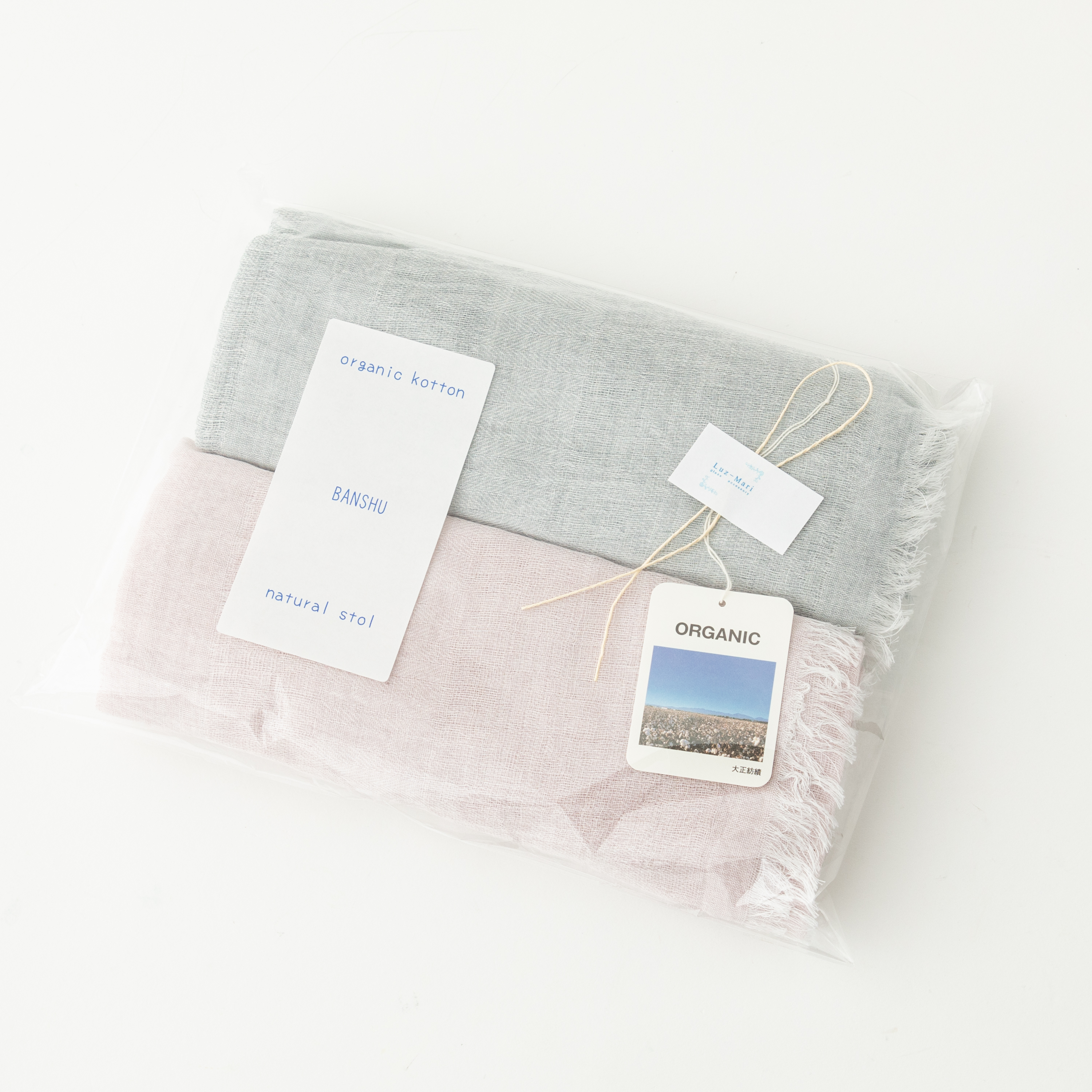 草木染め播州織ストールセット（ライトラベンダー&ブルーグレー）