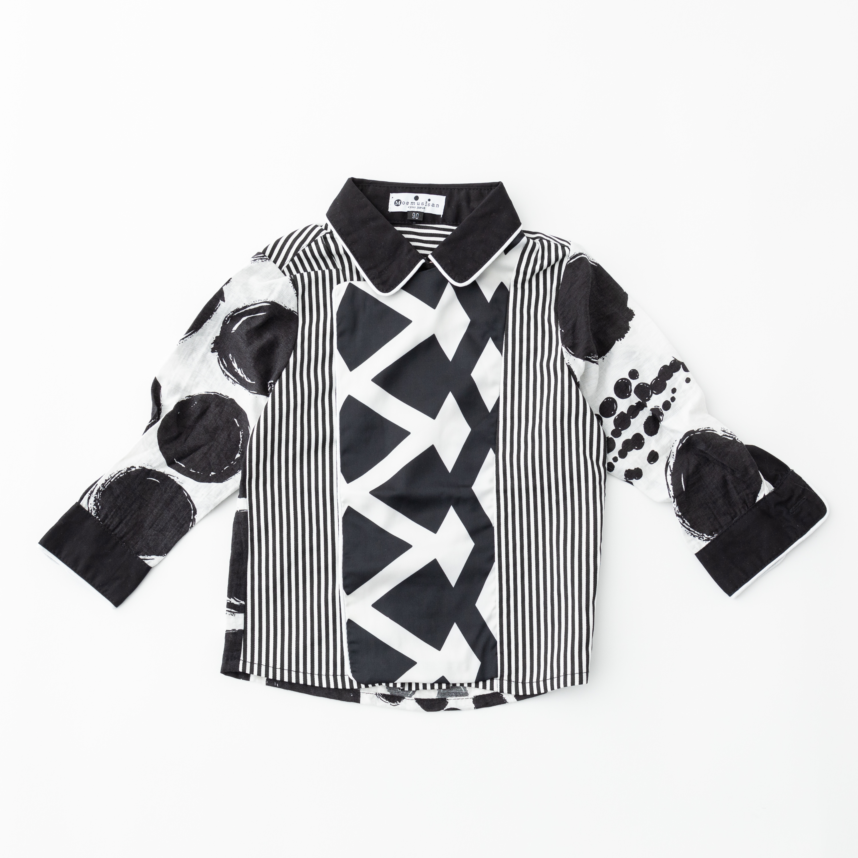 変形シャツ　ブラック　ブルー