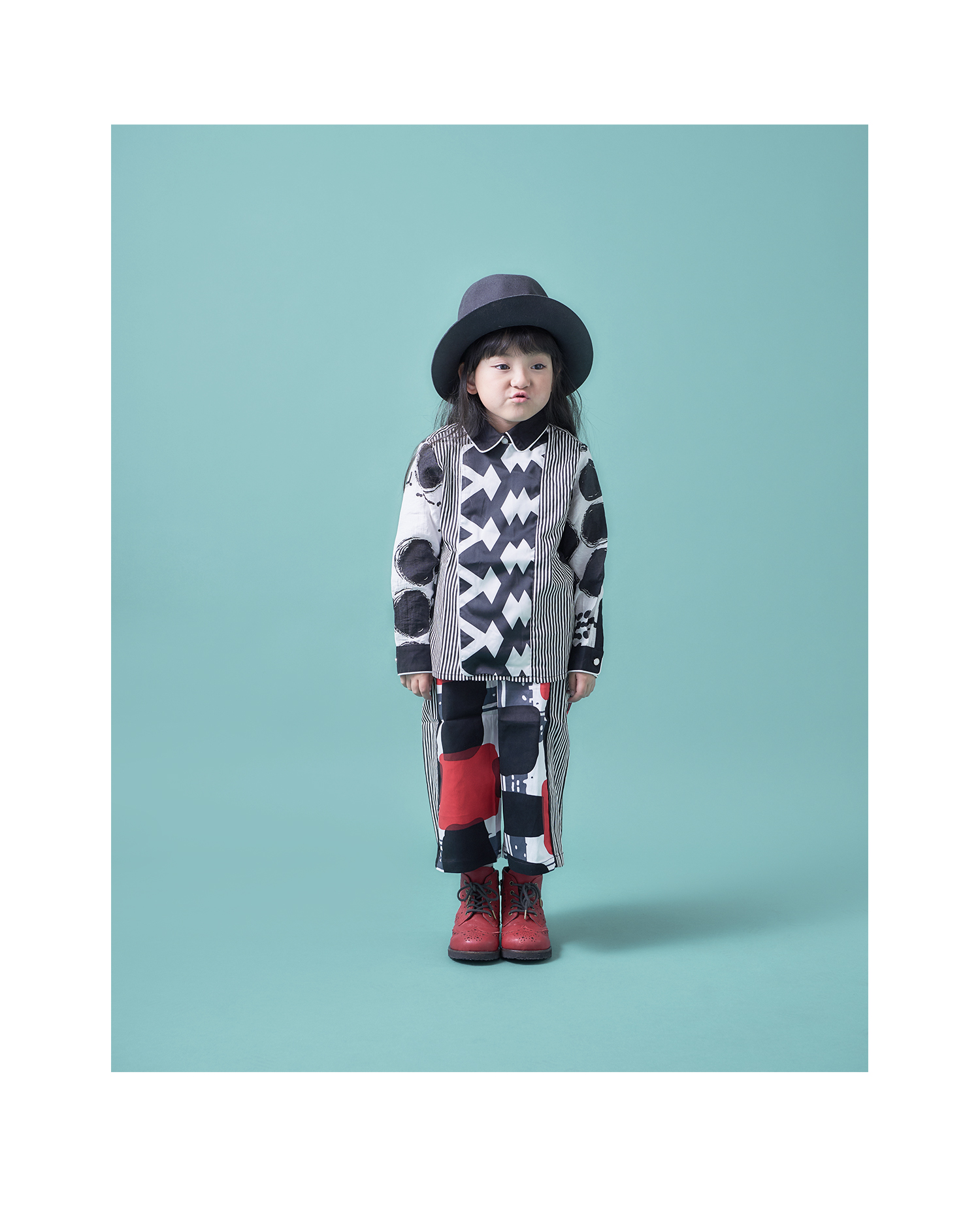 変形シャツ　ブラック　ブルー