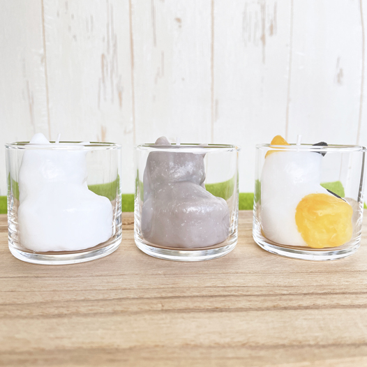 「猫は液体！」キャンドルセット（シロさん・クロさん・ミケさん）