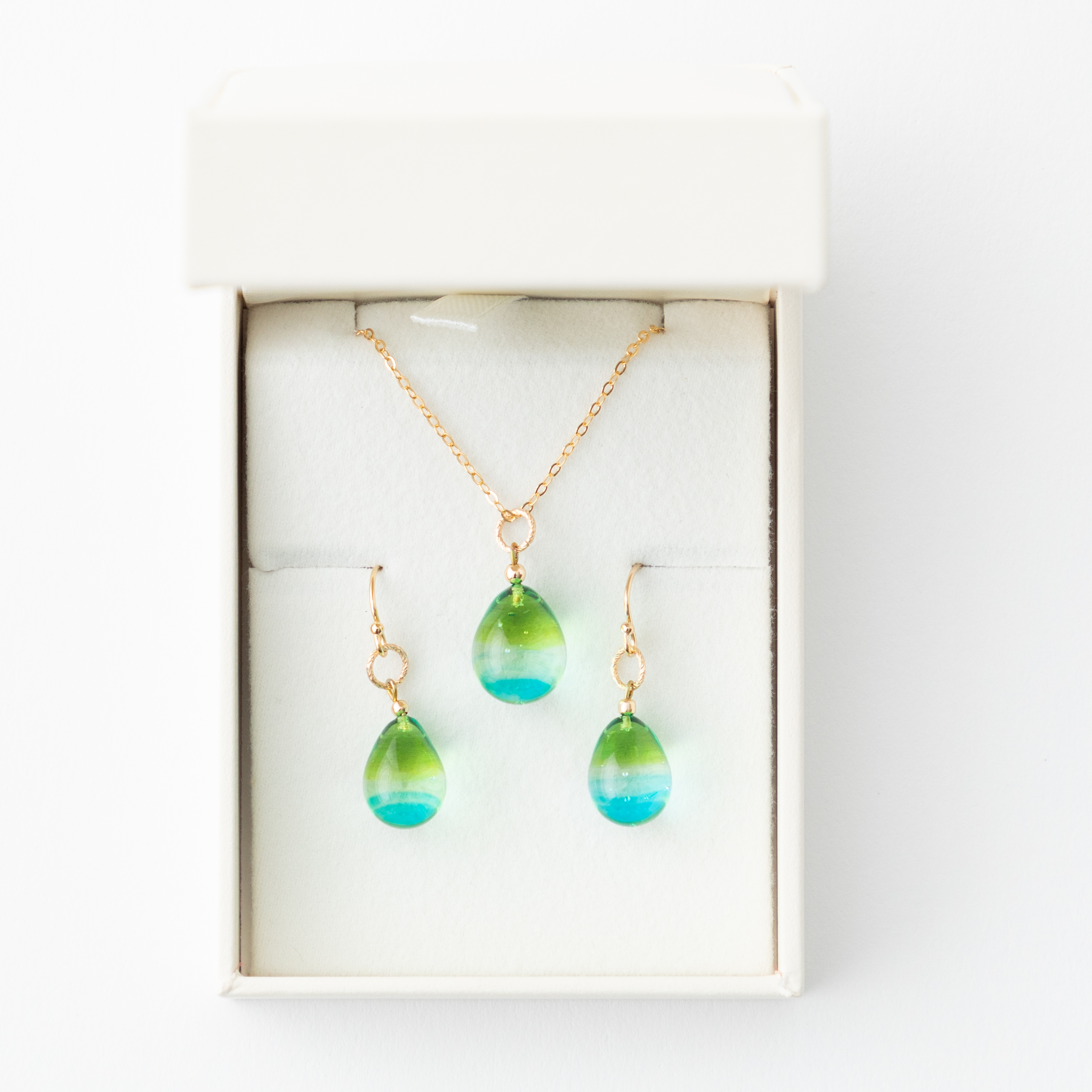 菜の花と空ネックレス＆ピアスセット（14kgf）