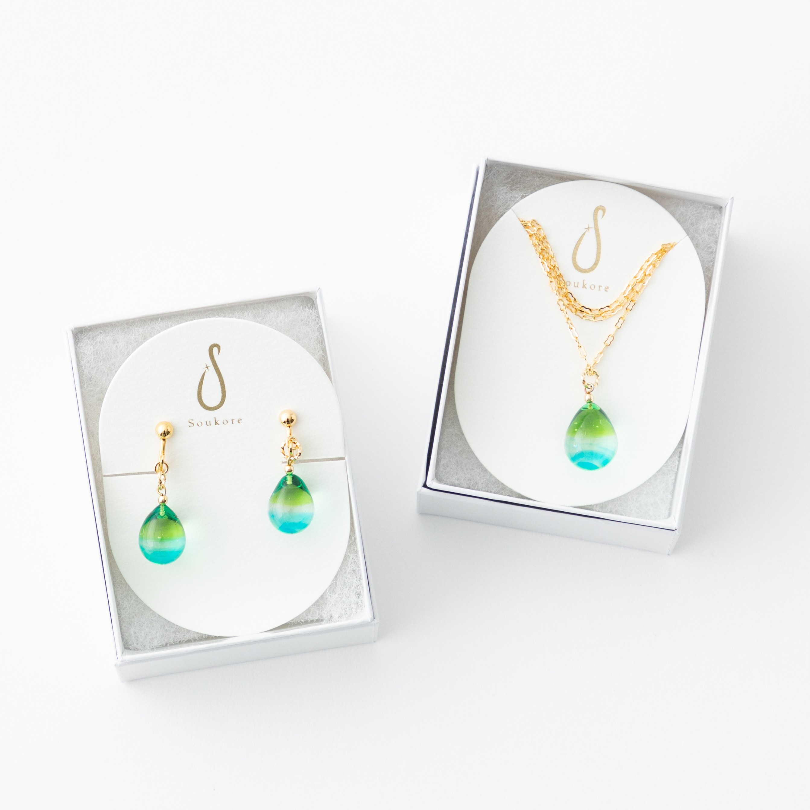 菜の花と空ネックレス＆ピアスセット