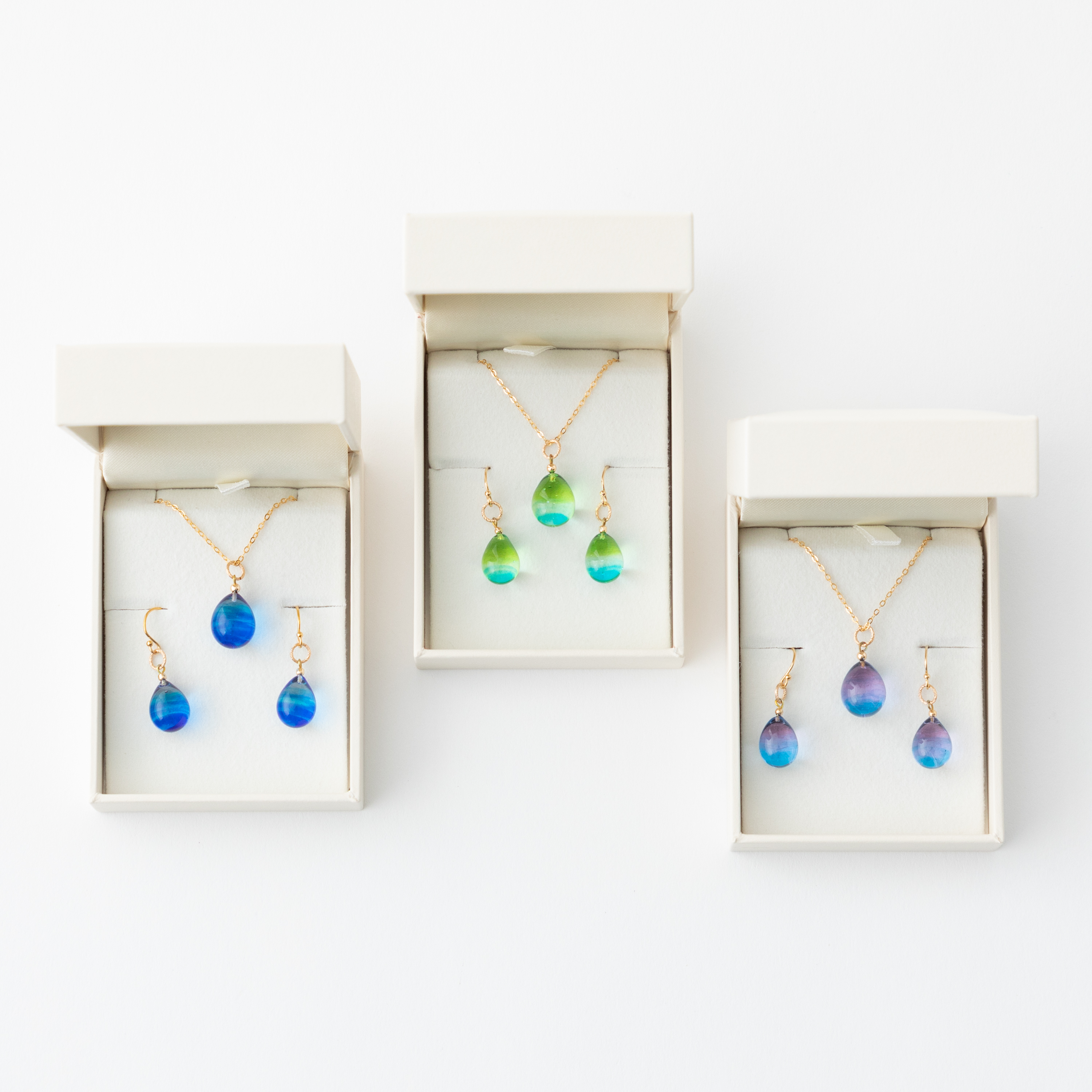 ブルーネックレス＆ピアスセット（14kgf）