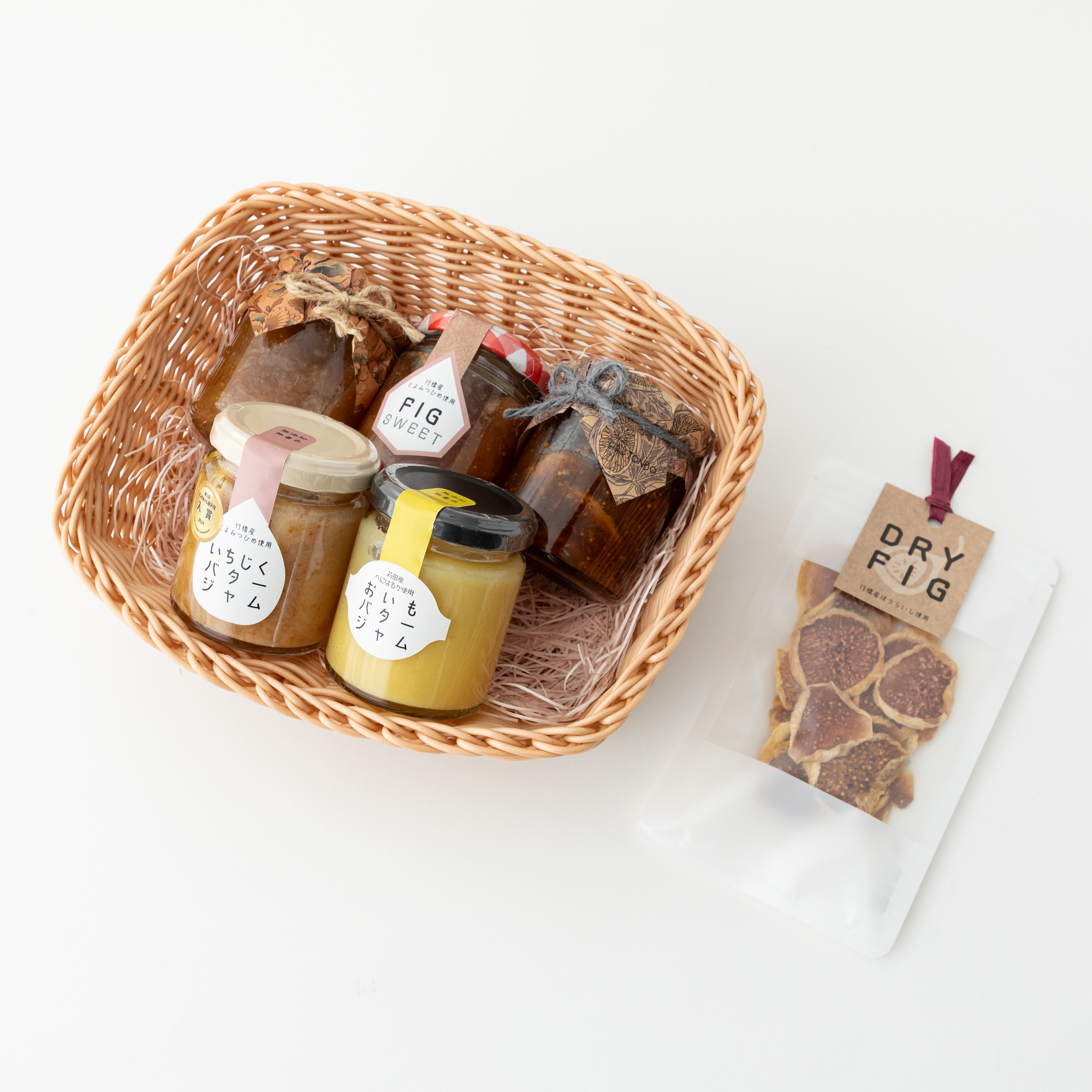 福岡県産果樹　5種のフレーバージャム&ドライフルーツのバスケット